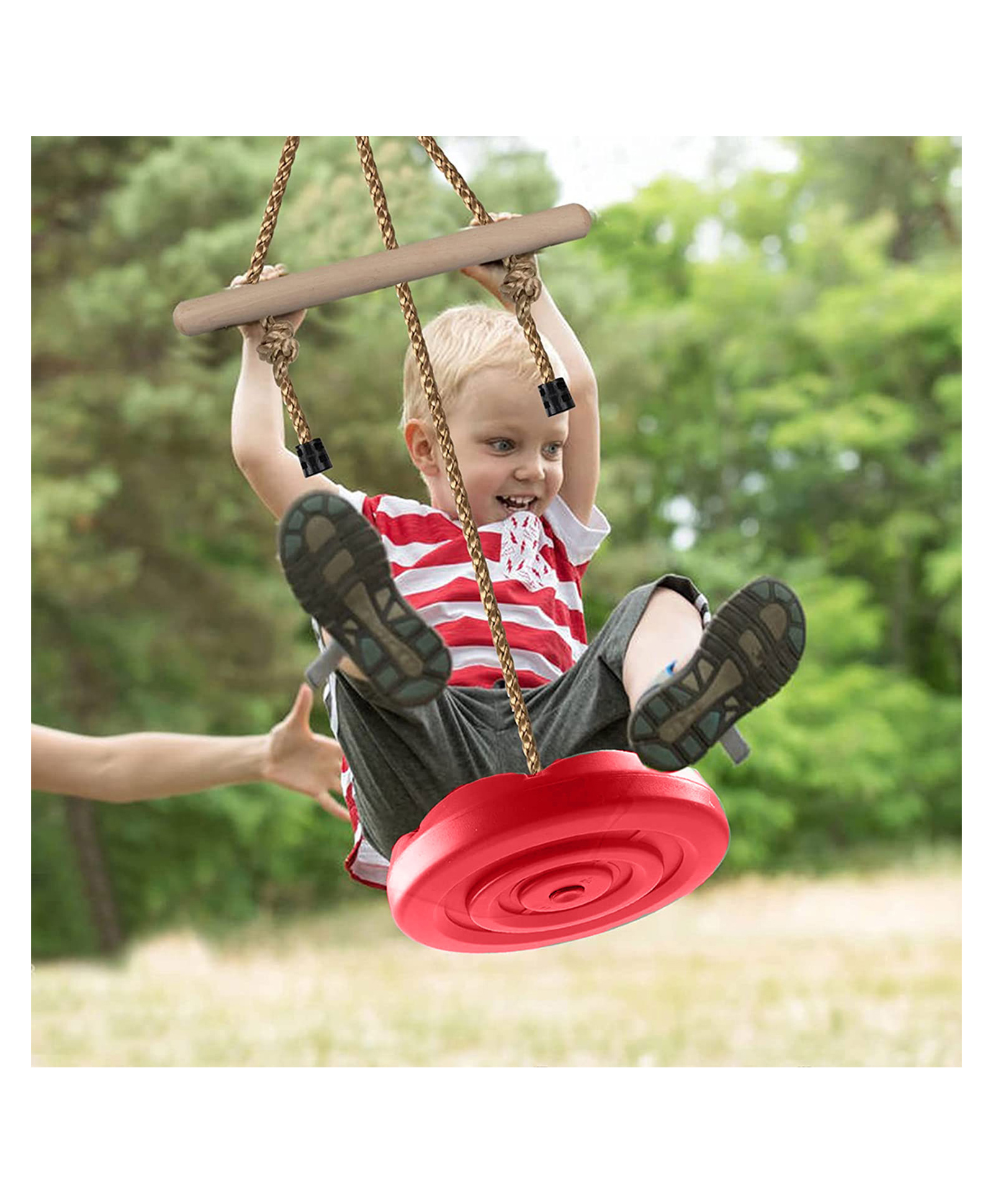 Hop N Play Adjustable Monkey Disc Bar Swing Backyard - Red-image-34