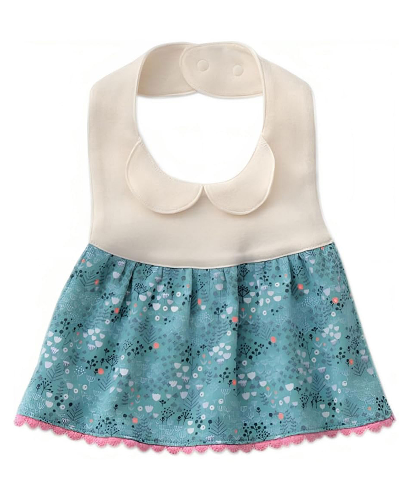 Hop N Play Baby Girl's Bibs Floral Dress for Toddlers Waterproof Burp Cloth with Adjustable Snaps - Green-image-24