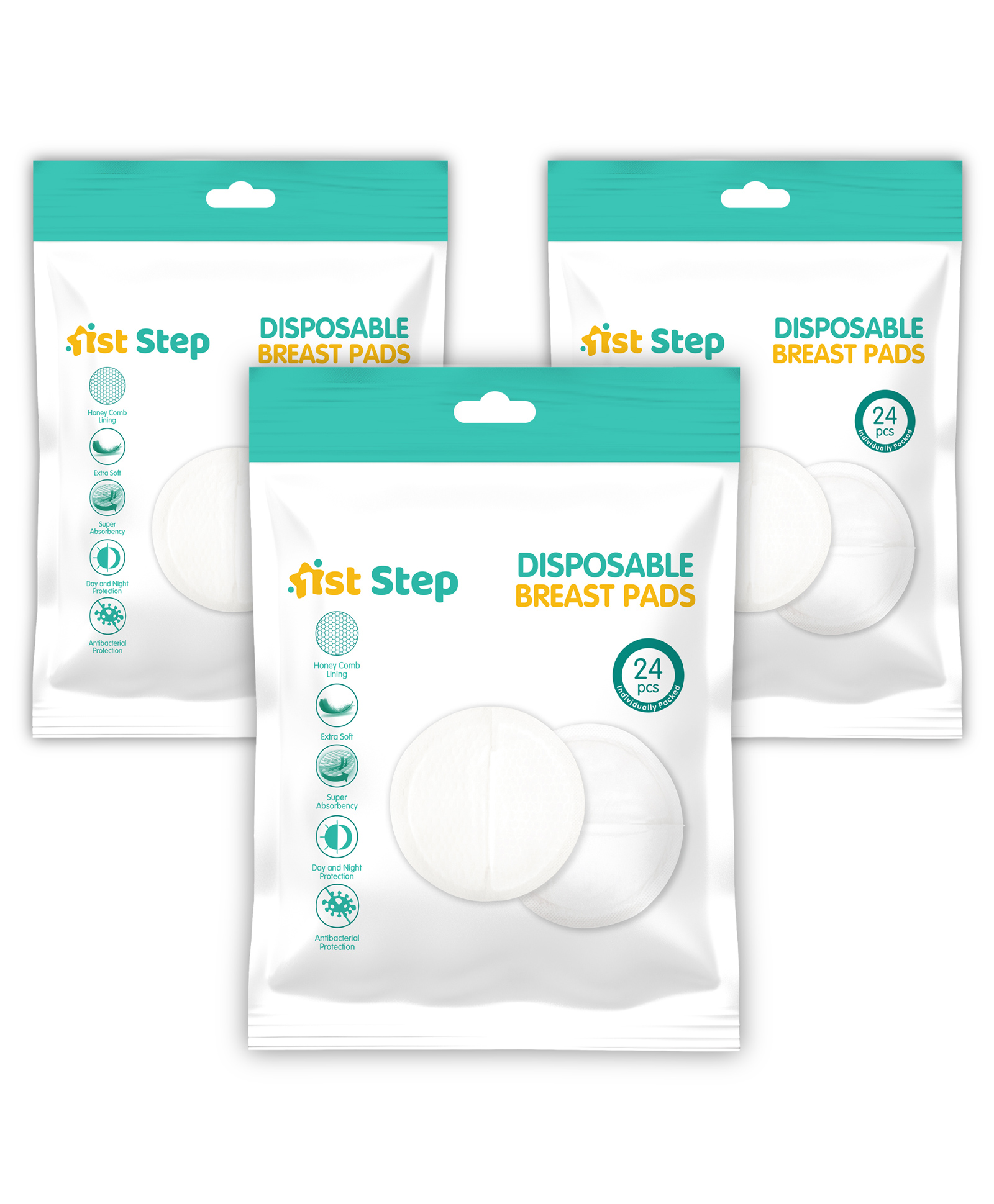 1st Step Honey Comb Lining Super Absorbent Disposable Breast Pads Nursing Breast Pads - 72 Count-picture-46