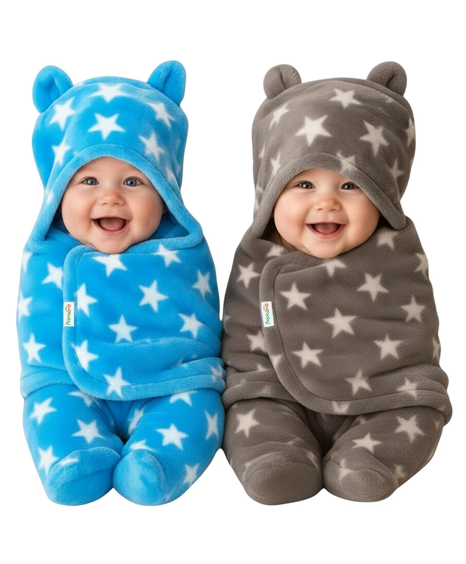 Oyo Baby All Season Hooded Wearable Blanket Cum Sleeping Bag Star Grey and Blue Pack Of 2-image-8