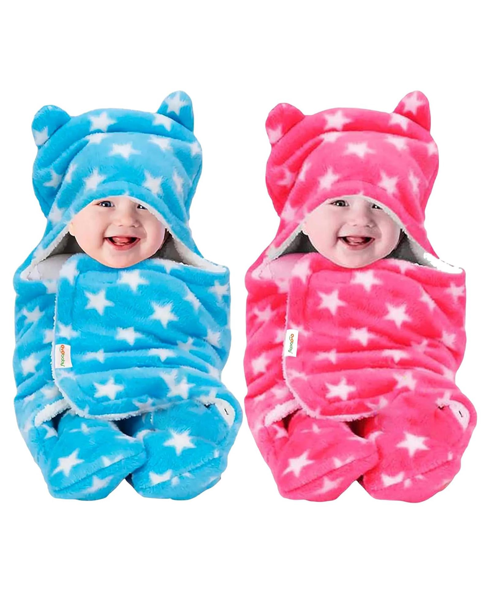 Oyo Baby All Season Hooded Wearable Blanket Cum Sleeping Bag Star Pink and Blue Pack Of 2-picture-5