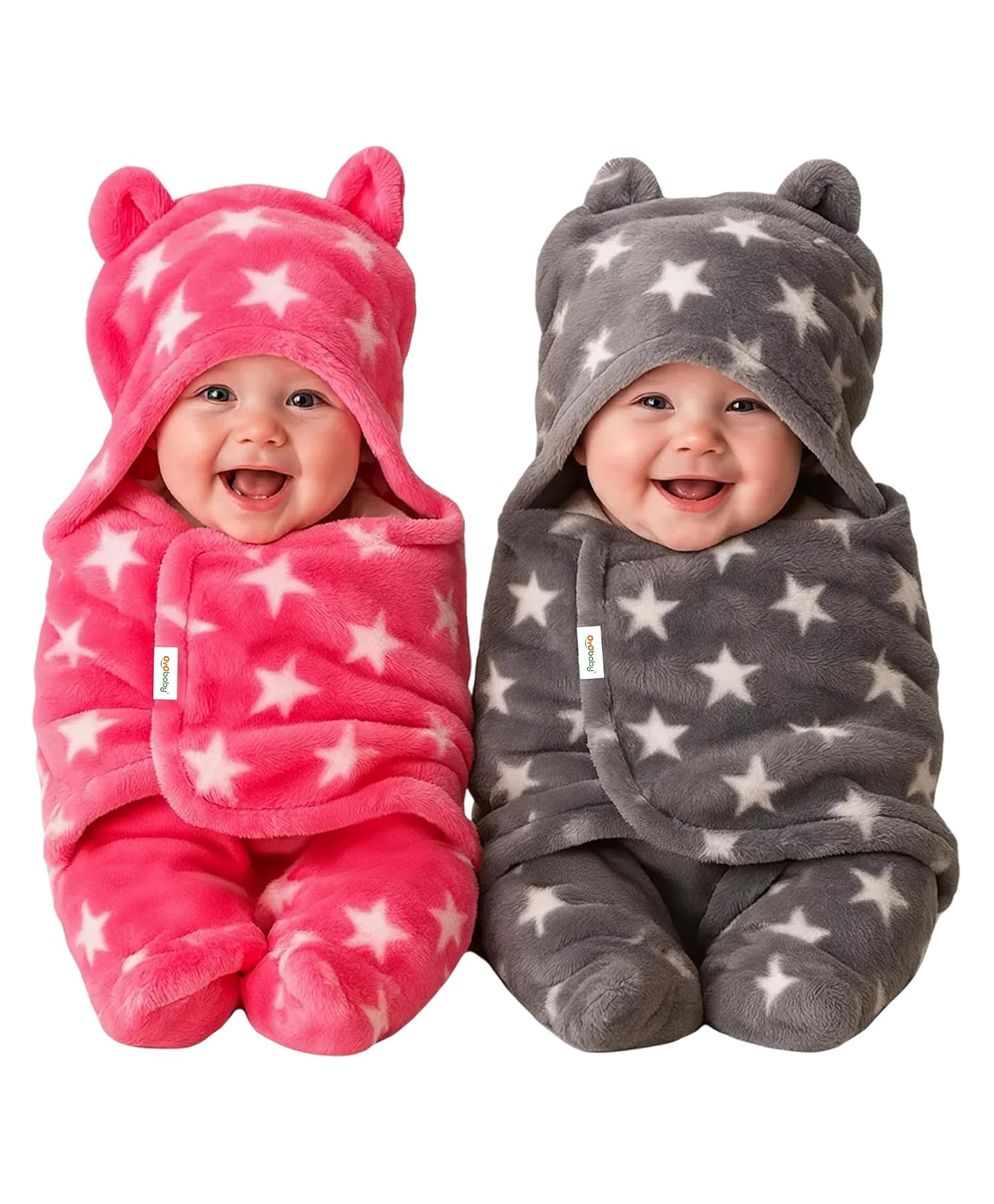 Oyo Baby All Season Hooded Wearable Blanket Cum Sleeping Bag Star Pink and Grey Pack Of 2-image-7