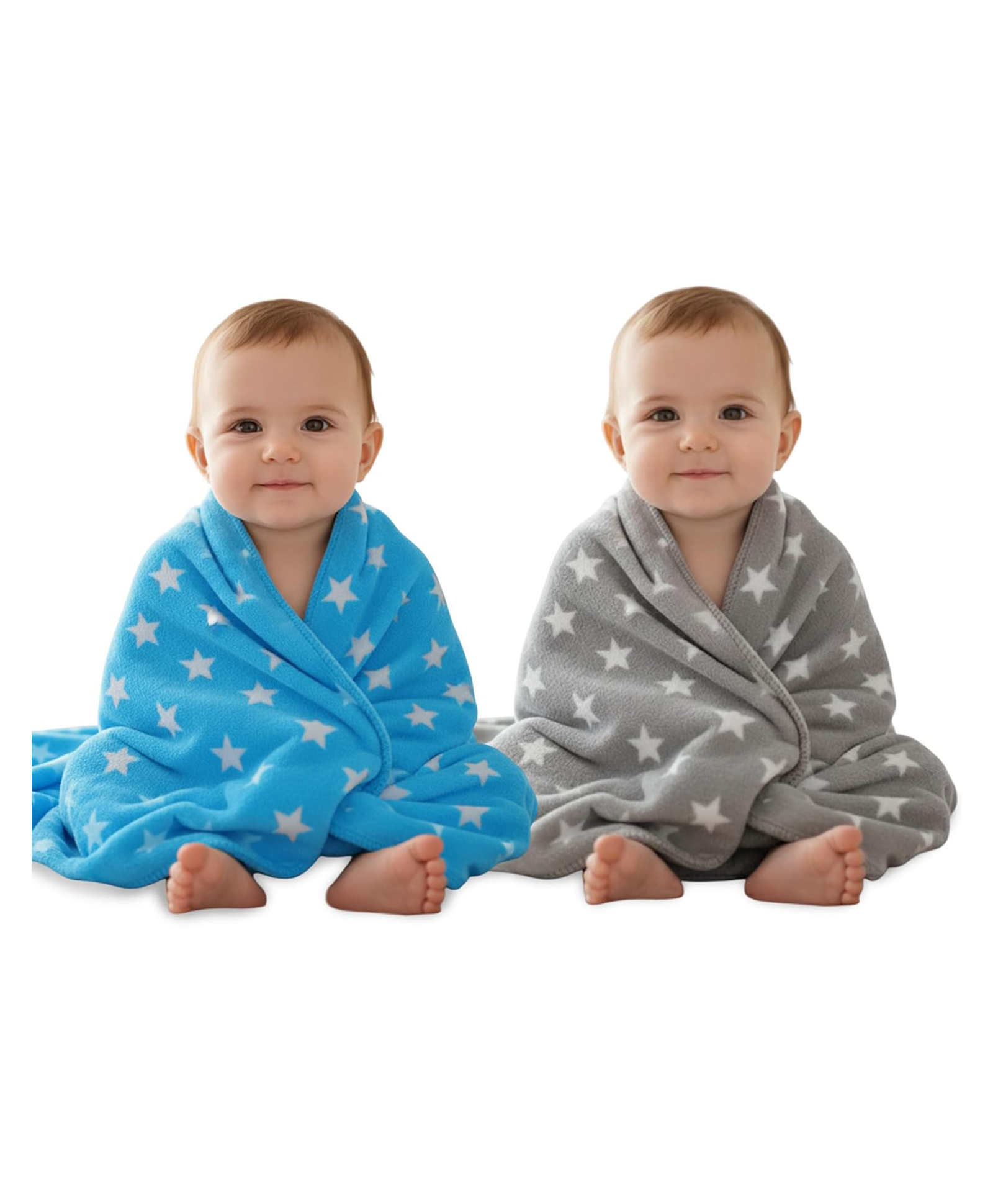 Oyo Baby Fleece Printed Single Crib Baby Blanket Star Printed Blue and Grey-picture-12