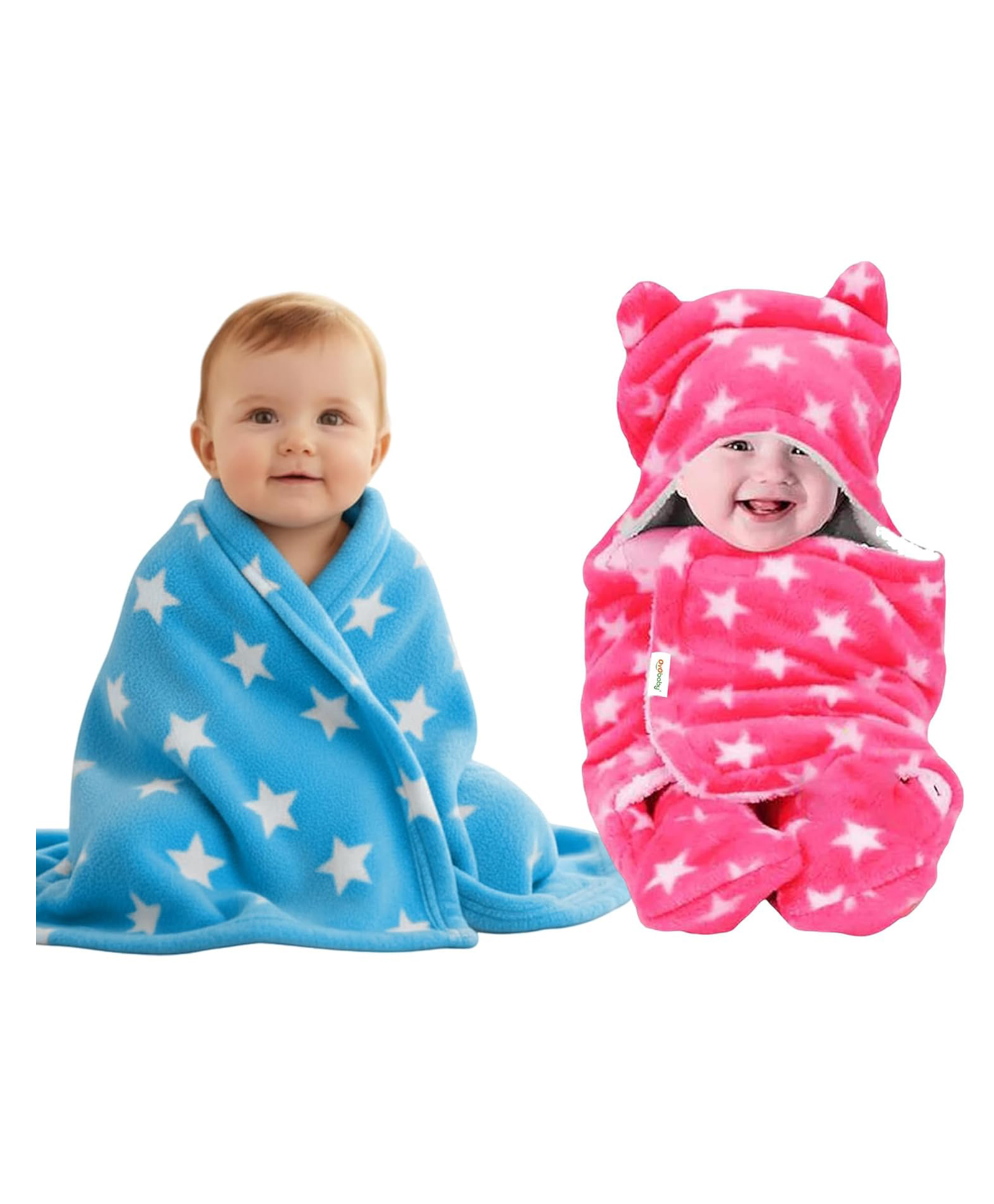 Oyo Baby Fleece New Born All Season Ultrasoft Reversible Single Baby Blanket for Babies Blue and Pink Pack of 2-picture-16