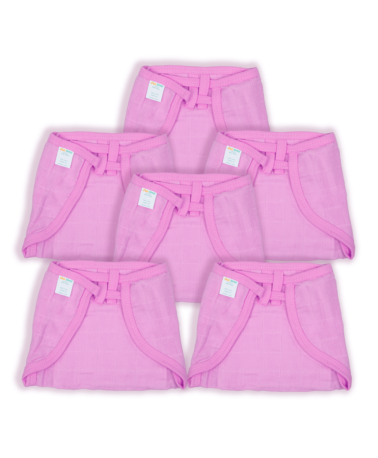 1st Step Washable and 100% Cotton Nappies (Pink, New Born)-picture-31