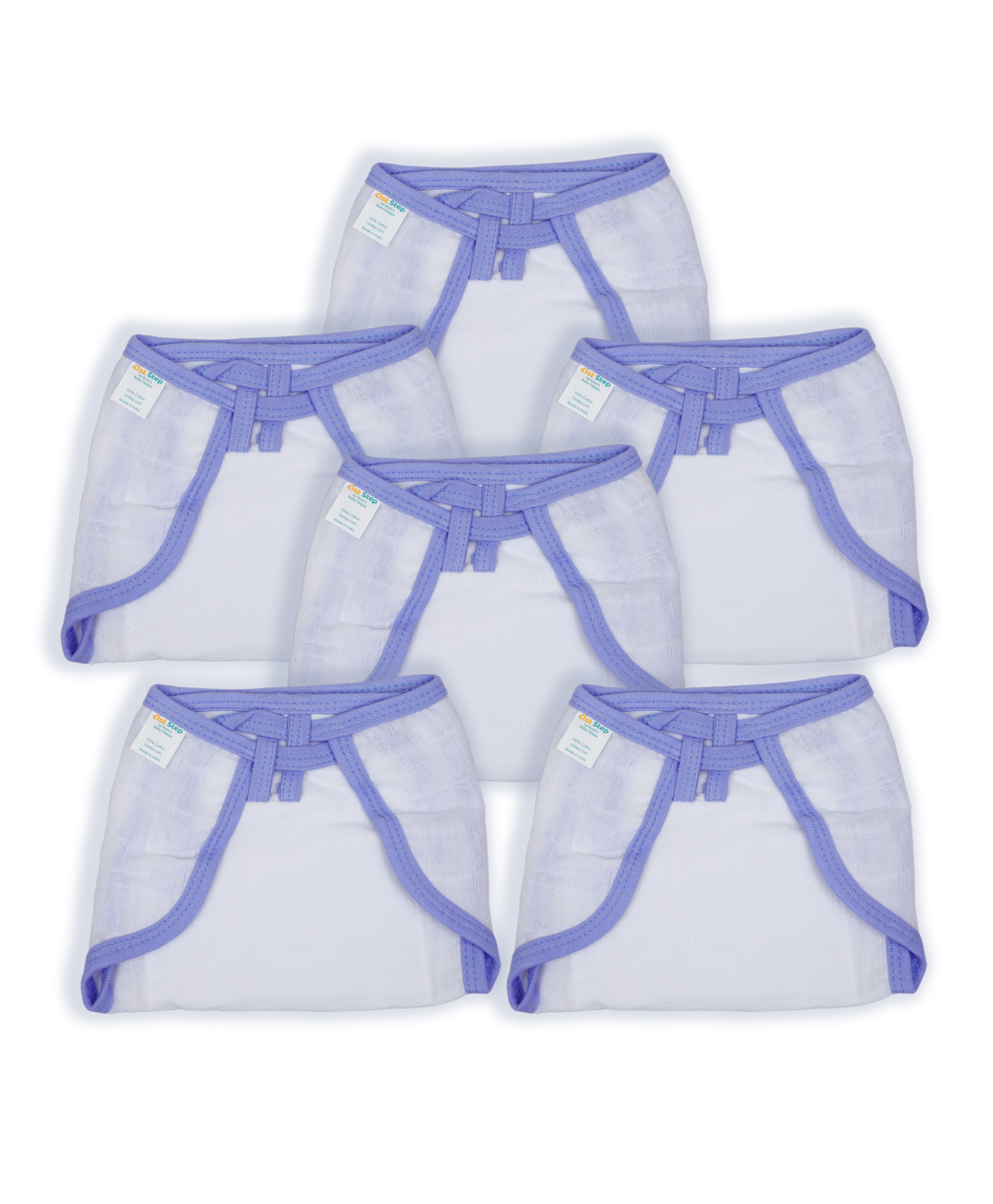 1st Step Washable and 100% Cotton Nappies (White & Blue, Medium)-picture-14