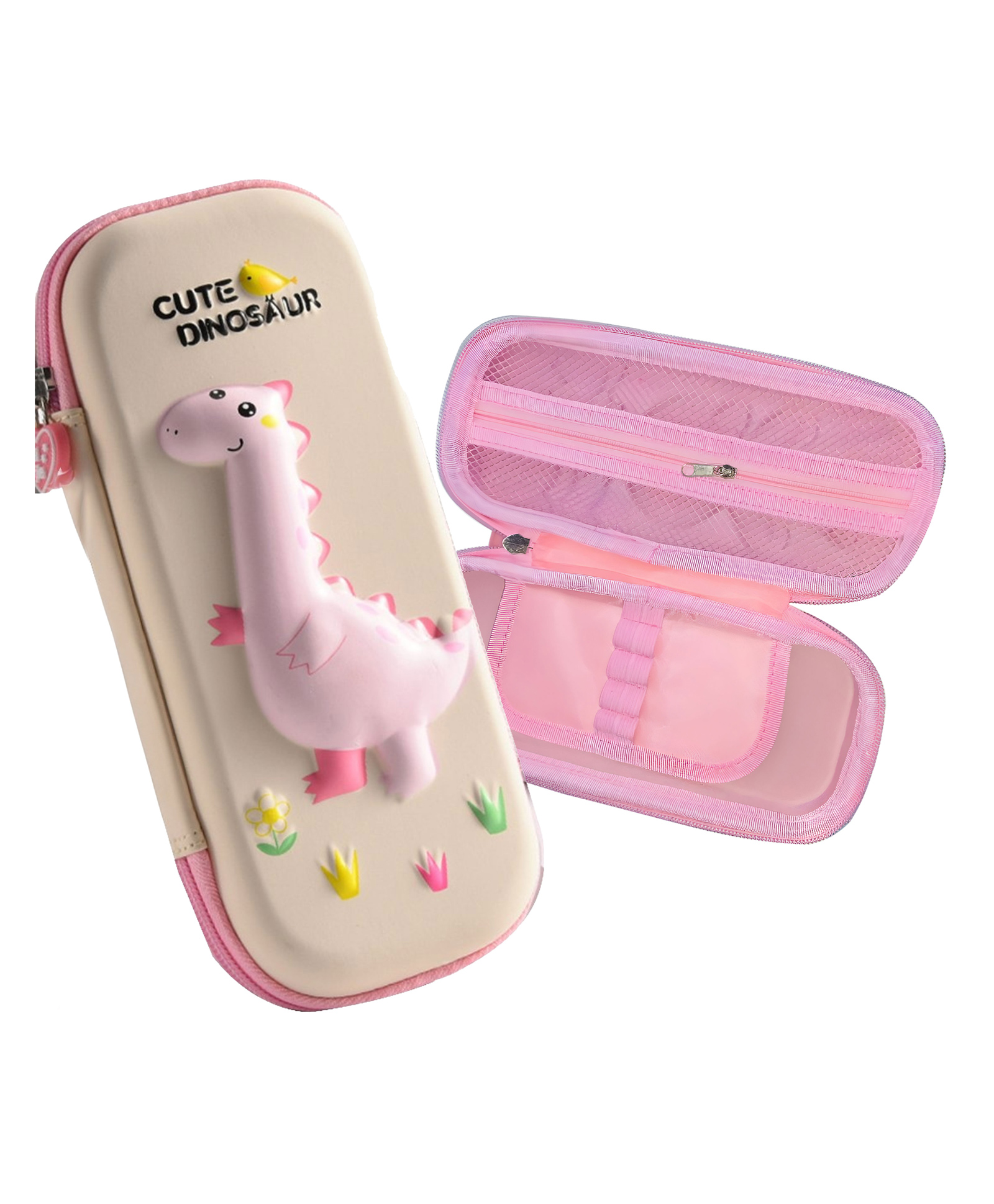 Bembika 3D Dino Design Pencil Box For School Kids Girls And BoysBaby Pink-image-31