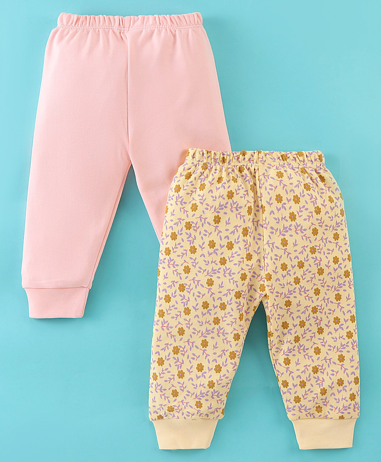 Ben Benny Cotton Interlock Knit Full Length Lounge Pant Floral Print Pack of 2 - Multicolor-picture-27