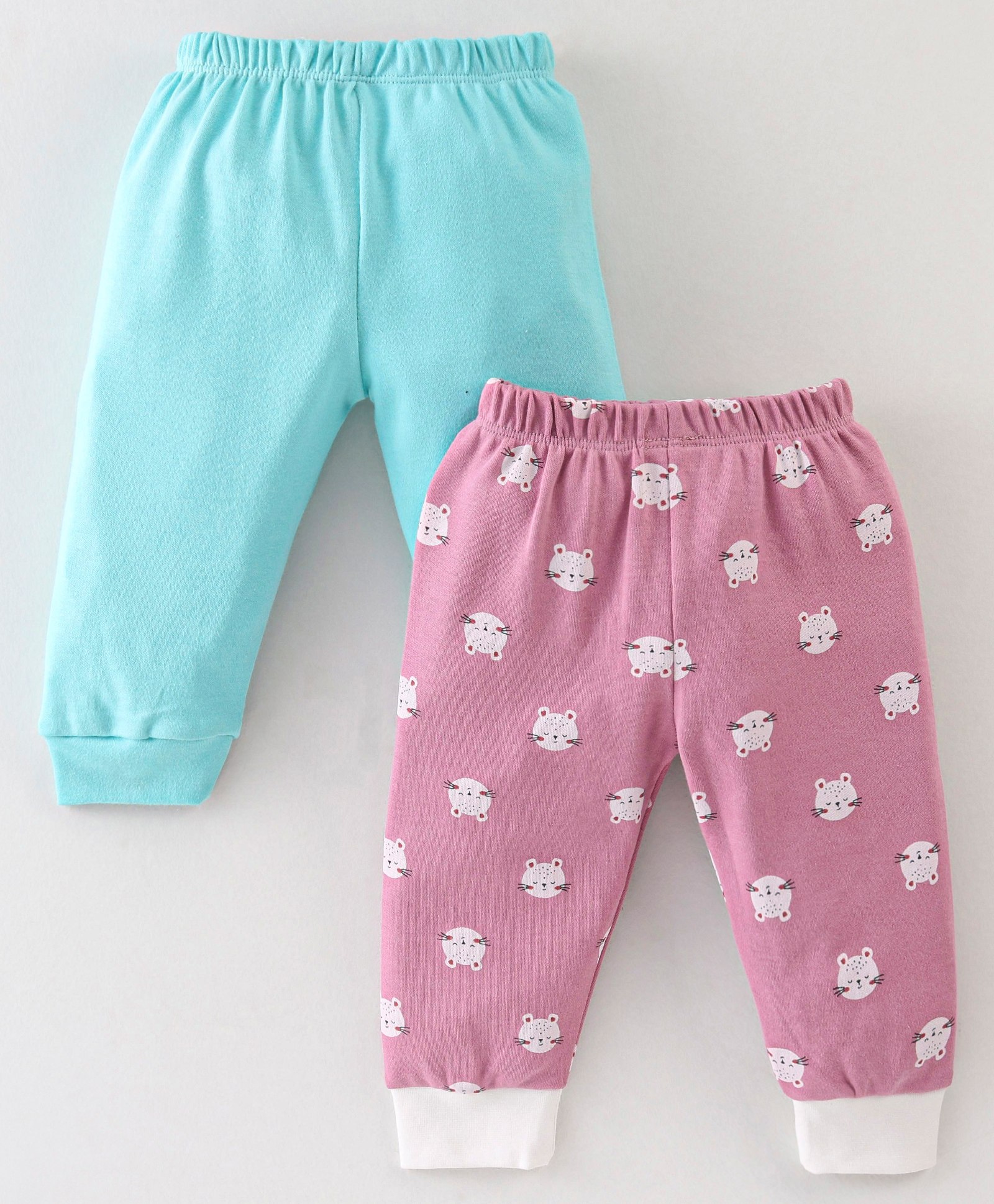 Ben Benny Cotton Interlock Knit Full Length Lounge Pant Solid Color & Kitty Print Pack of 2 - Multicolor-picture-30
