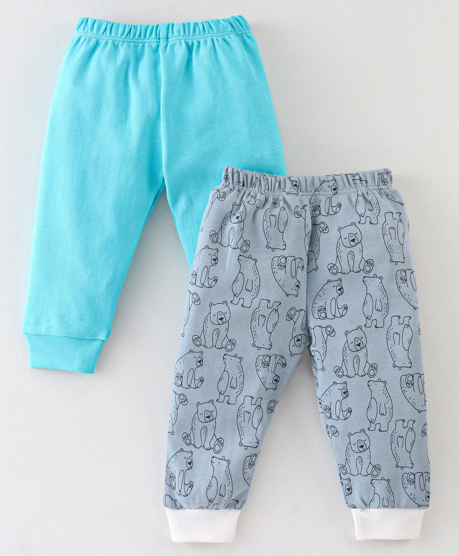 Ben Benny Cotton Interlock Knit Full Length Lounge Pant Solid Color & Bear Print Pack of 2 - Blue & Grey-picture-31