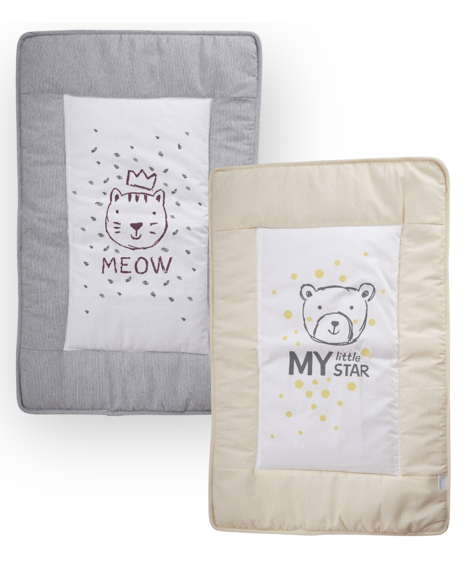 Carerio Pure Cotton Baby Mats with Meow Cat And My Little Star Print  - Multicolour Pack of 2-image-28