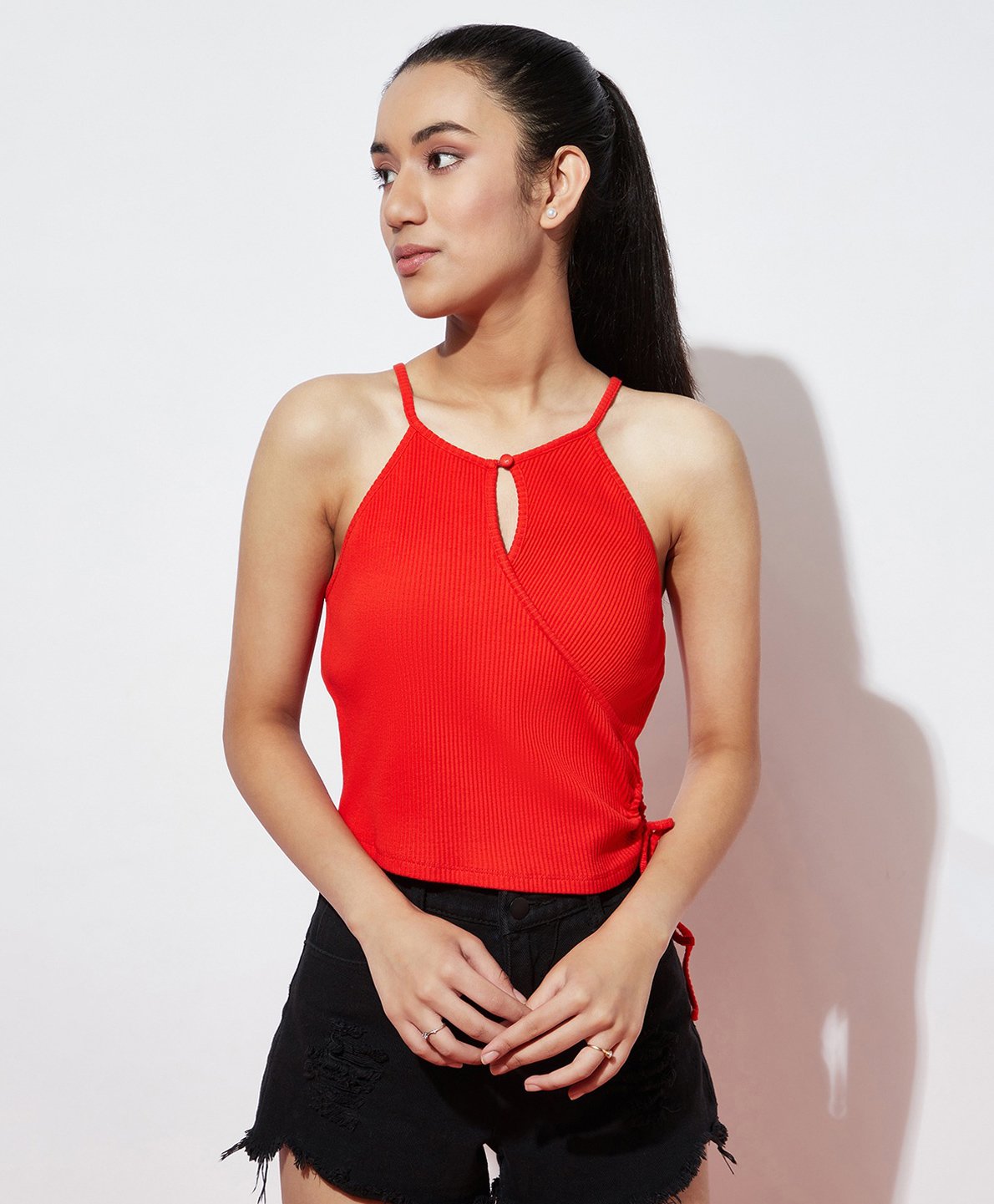 Spunkies Organic Cotton Sleeveless Solid Ribbed Top - Red-image-21
