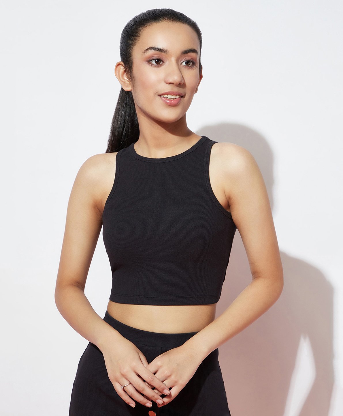 Spunkies Organic Cotton Sleeveless Solid Ribbed Top - Black-picture-28