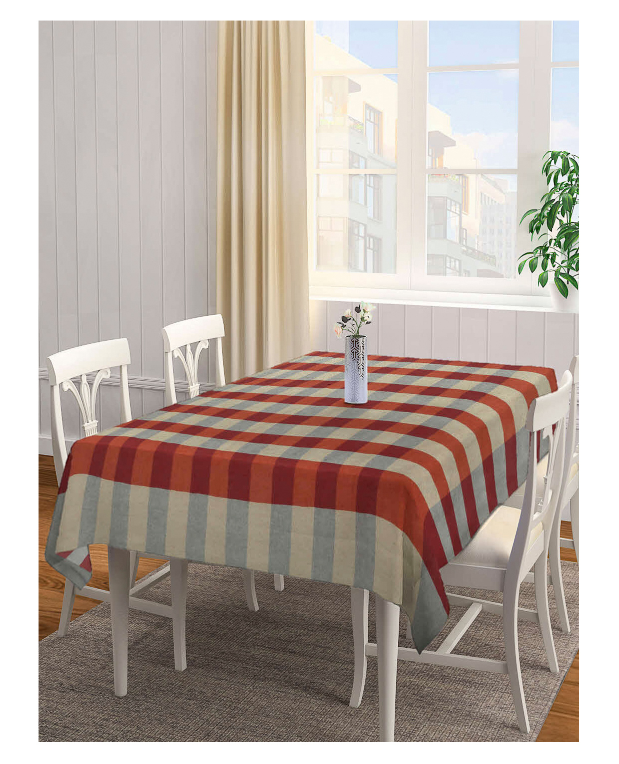 Arrabi Floral TC Cotton Blend 6 Seater Table Cover Artc 1062 - Multicolor-picture-11