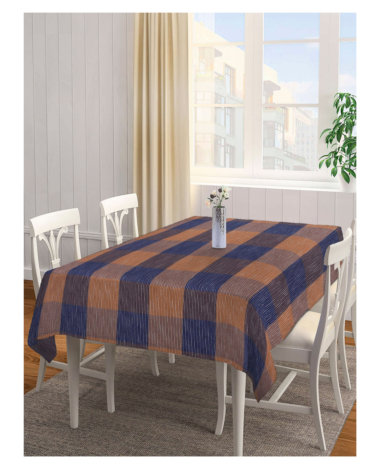 Arrabi Floral TC Cotton Blend 6 Seater Table Cover Artc 1062 - Multicolor-image-34