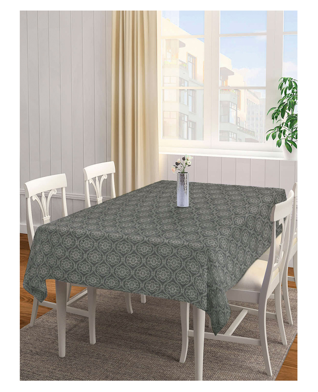 Arrabi Beige Floral Handwoven Cotton 8 SEATER Table Cover ARTC-1103-Beige-image-22