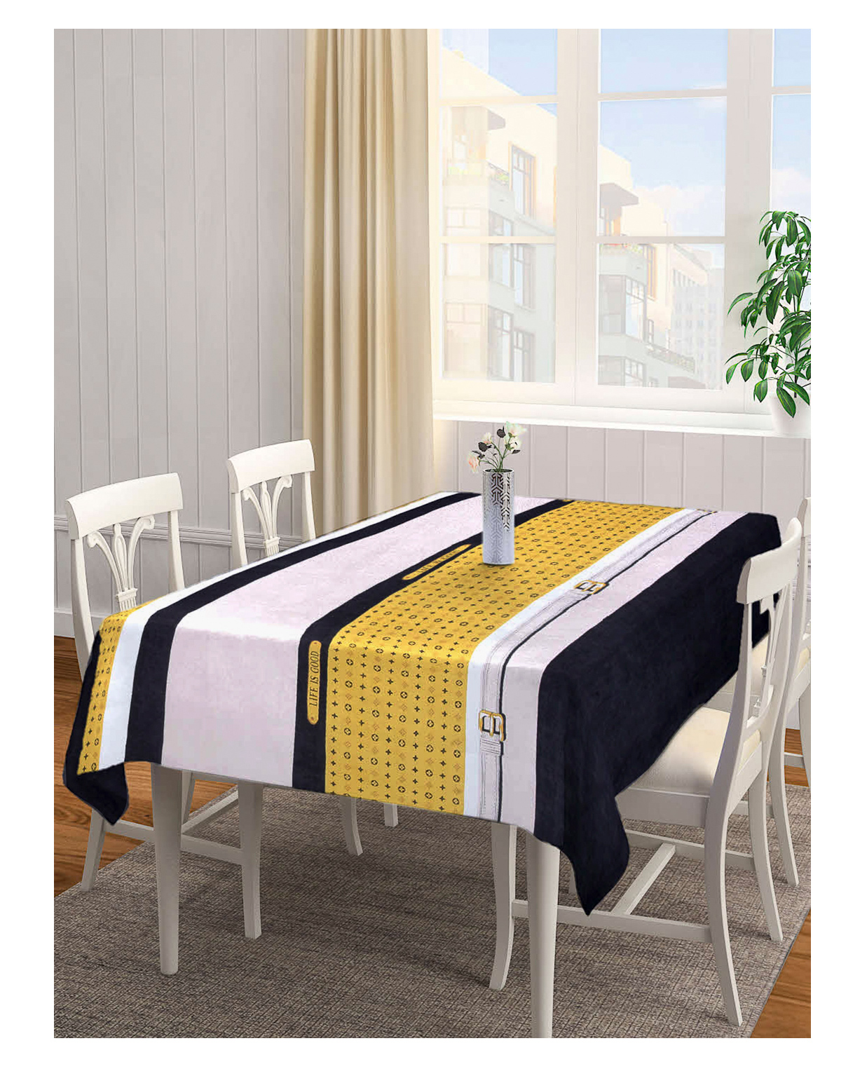 Arrabi Multi Stripes TC Cotton Blend 6 SEATER Table Cover ARTC-1109-Multi-picture-13