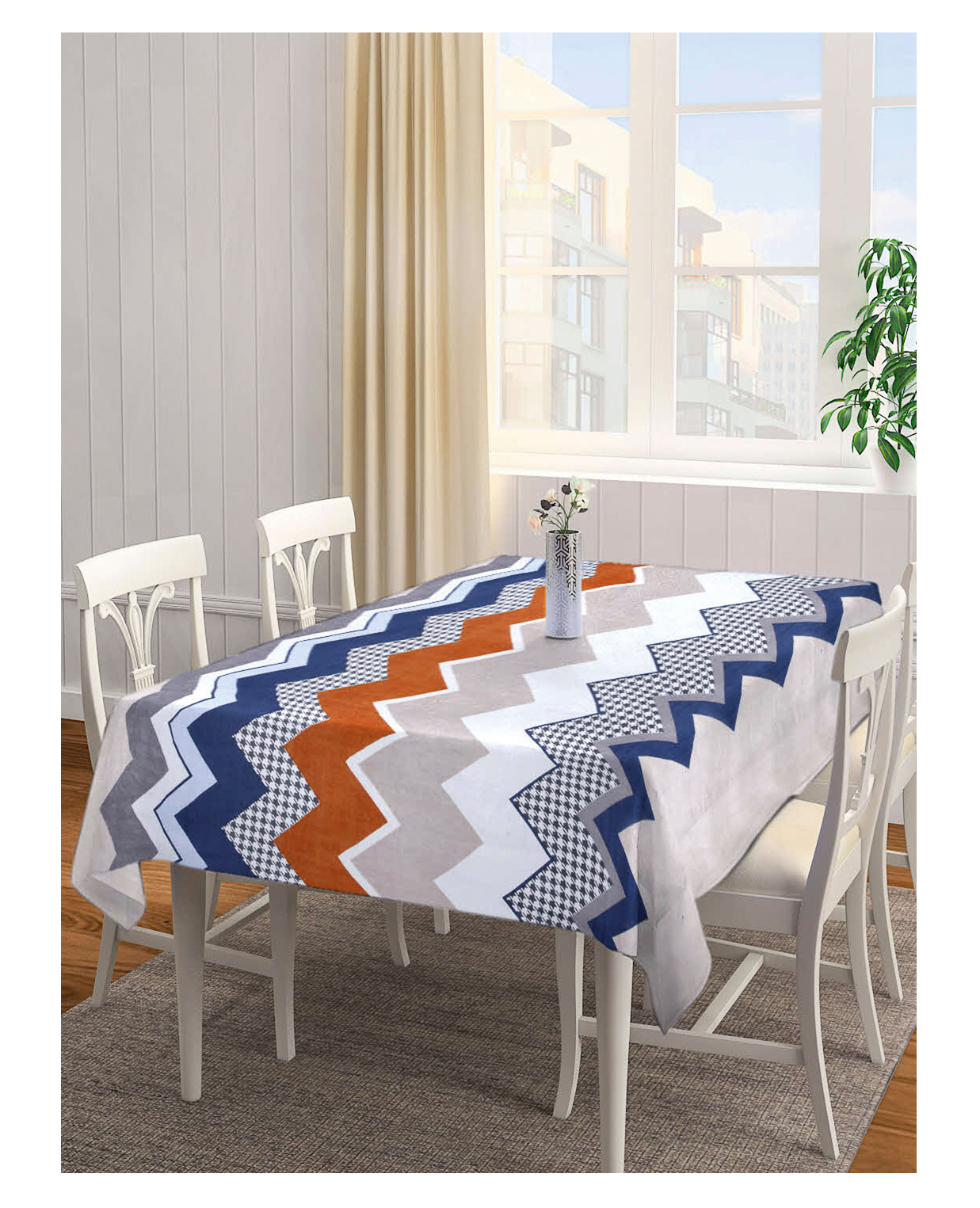 Arrabi Multi Geometric TC Cotton Blend 6 SEATER Table Cover ARTC-1113-Multi-picture-26