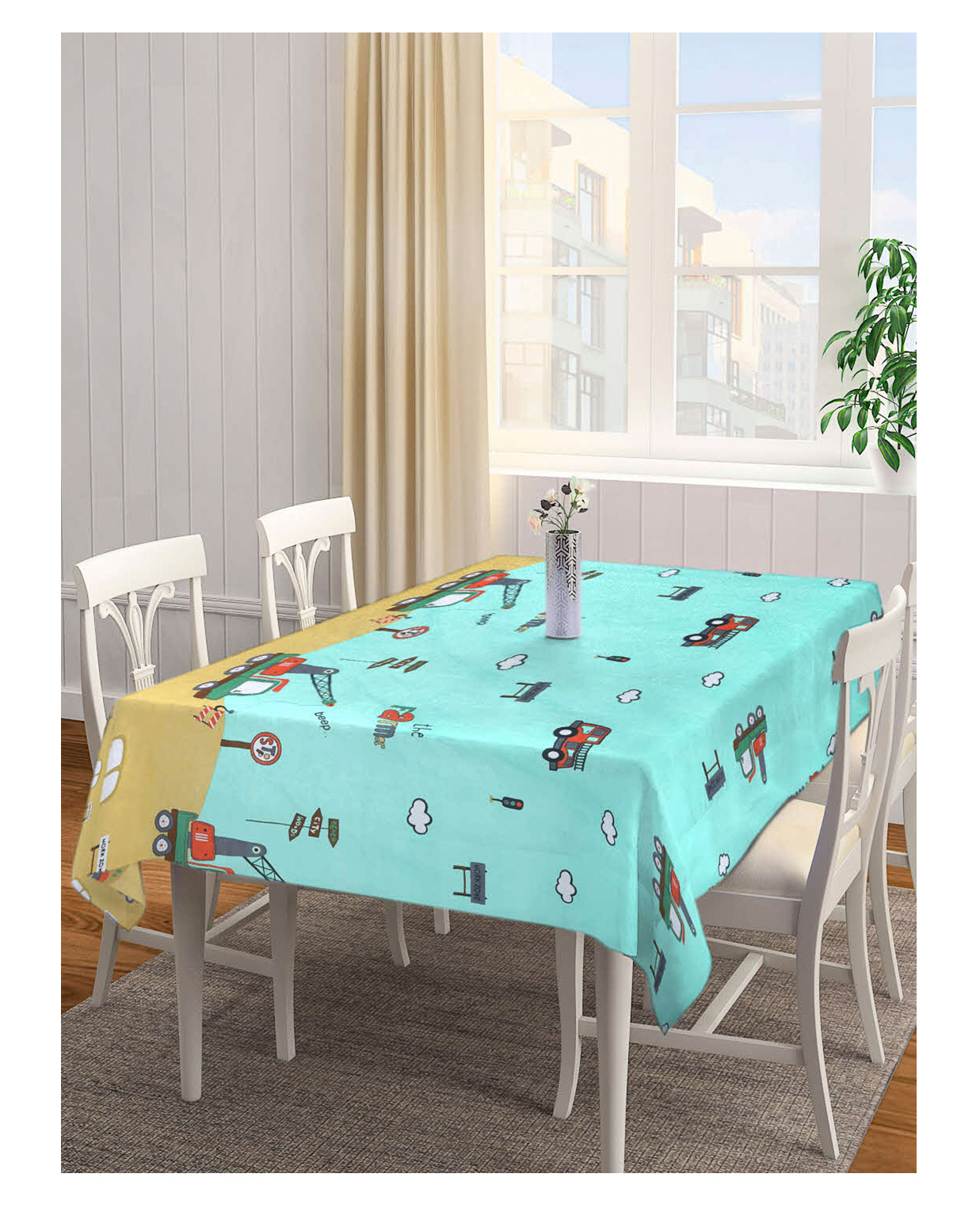 Arrabi Green Cartoon TC Cotton Blend 6 SEATER Table Cover ARTC-1132-Green-S-picture-19