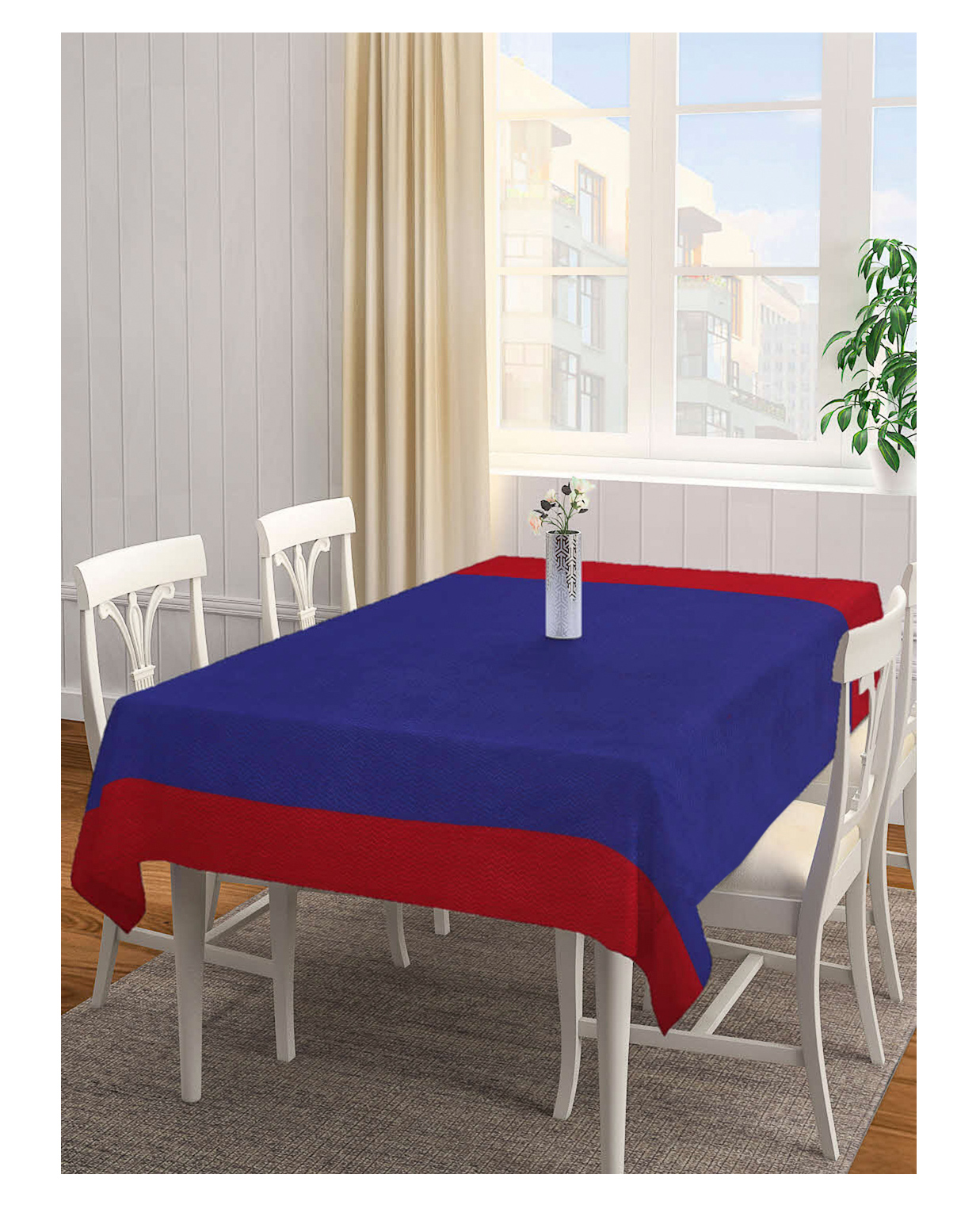 Arrabi Red Stripes Handwoven Cotton 8 Seater Table Cover ARTC-1136 - Red-image-26