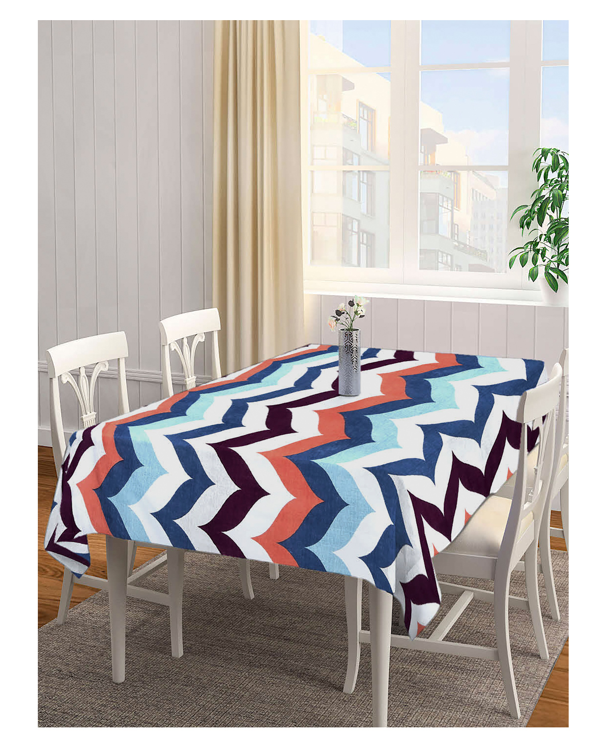 Arrabi Multi Indian Tc Cotton Blend 6 Seater Table Cover Artc-1220-Multicolour-picture-33