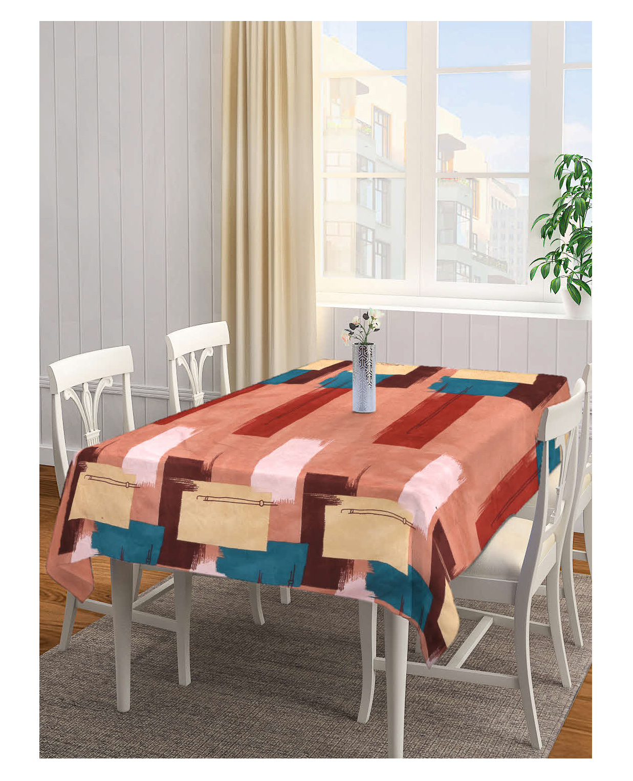 Arrabi Multi Abstract Cotton Blend 6 Seater Table Cover ARTC-1250-Multi-image-46
