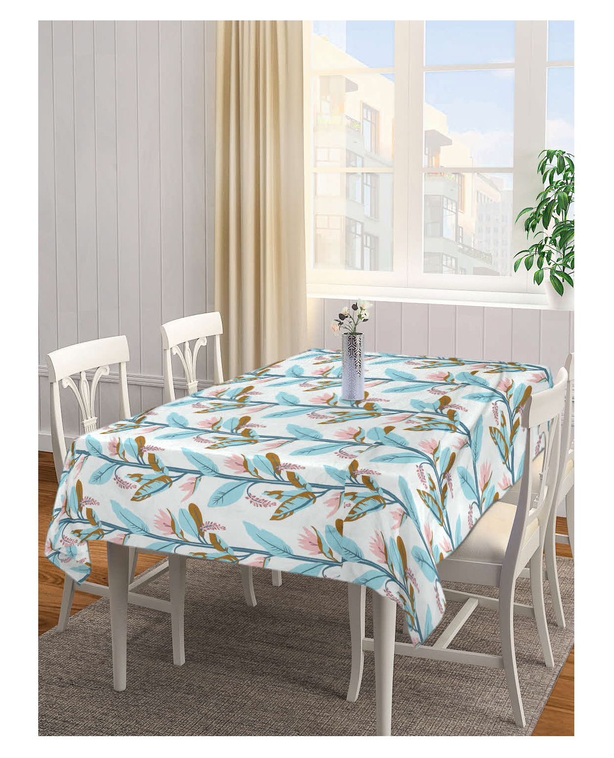 Arrabi Multi Leaf Cotton Blend 8 Seater Table Cover ARTC 1270 - Multicolor-picture-30