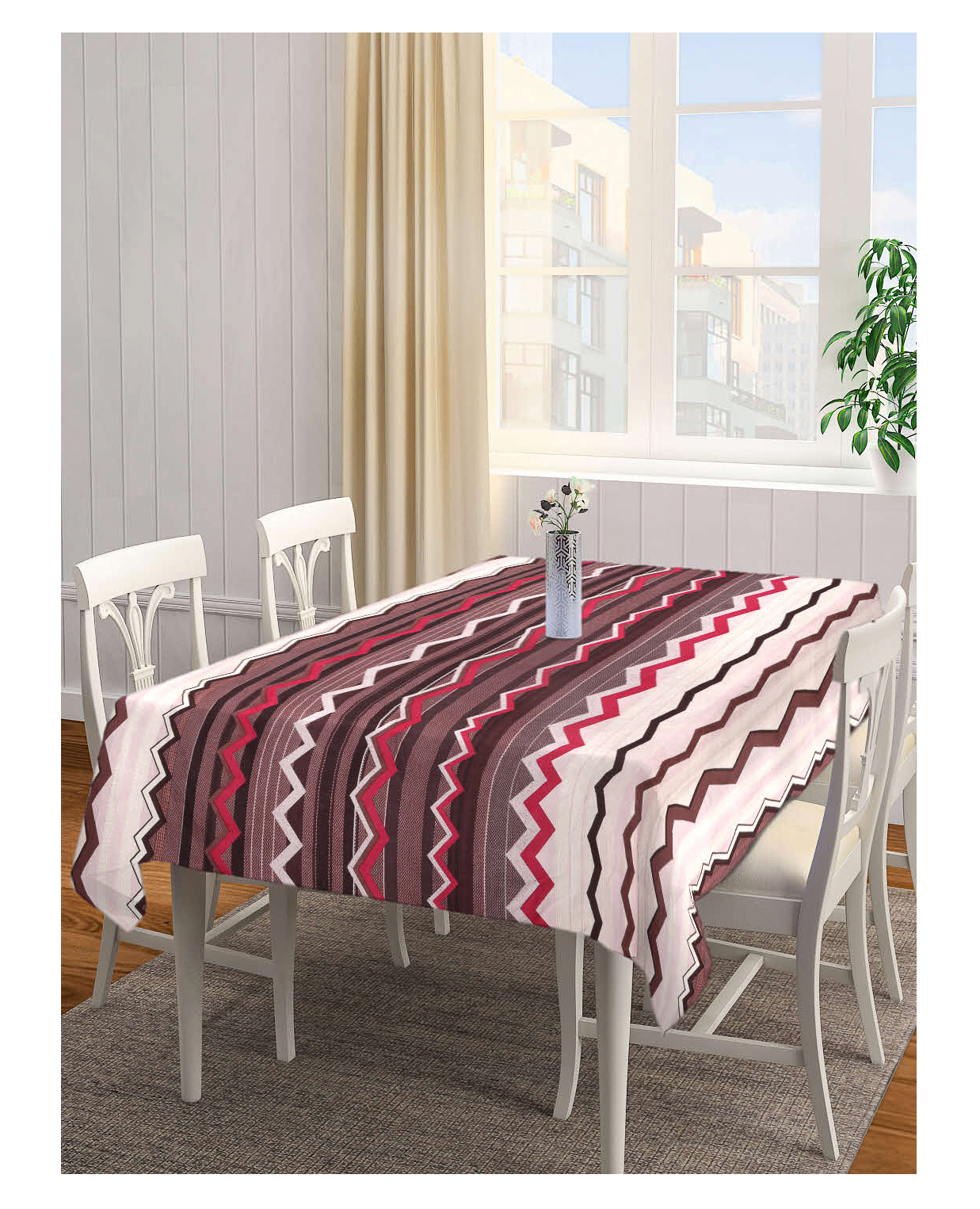 Arrabi Brown Graphic Cotton Blend 6 Seater Table Cover ARTC 1289 - Brown-picture-26