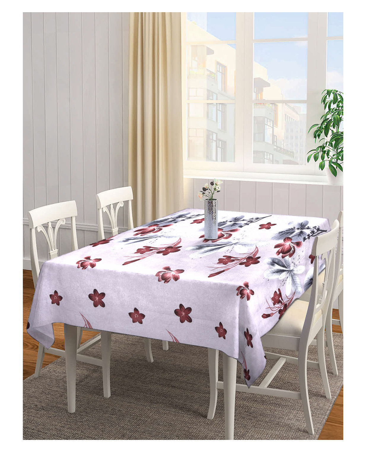 Arrabi Brown Floral Cotton Blend 6 SEATER Table Cover ARTC-1291-Brown-picture-28