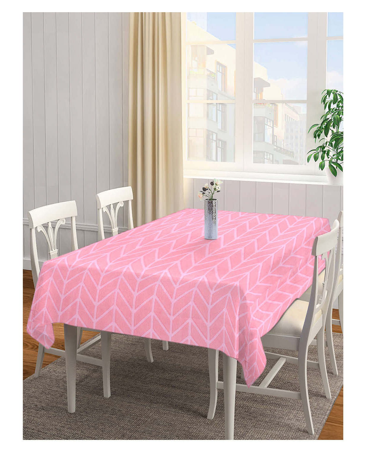 Arrabi Pink Stripes Cotton Blend 8 SEATER Table Cover ARTC-1293-Pink-picture-32