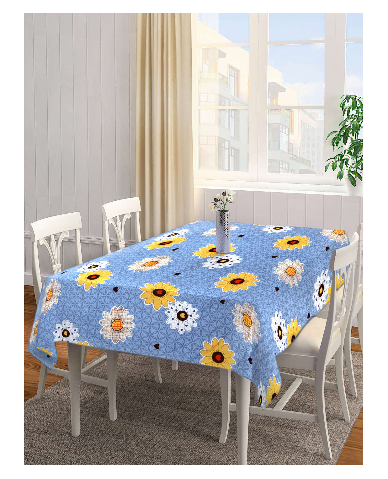 Arrabi Grey Floral Cotton Blend 6 SEATER Table Cover ARTC-1393-Grey-picture-19