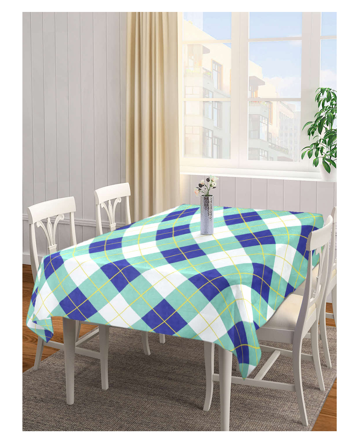 Arrabi Multi Checks Cotton Blend 6 SEATER Table Cover ARTC-1401-Multi-picture-22