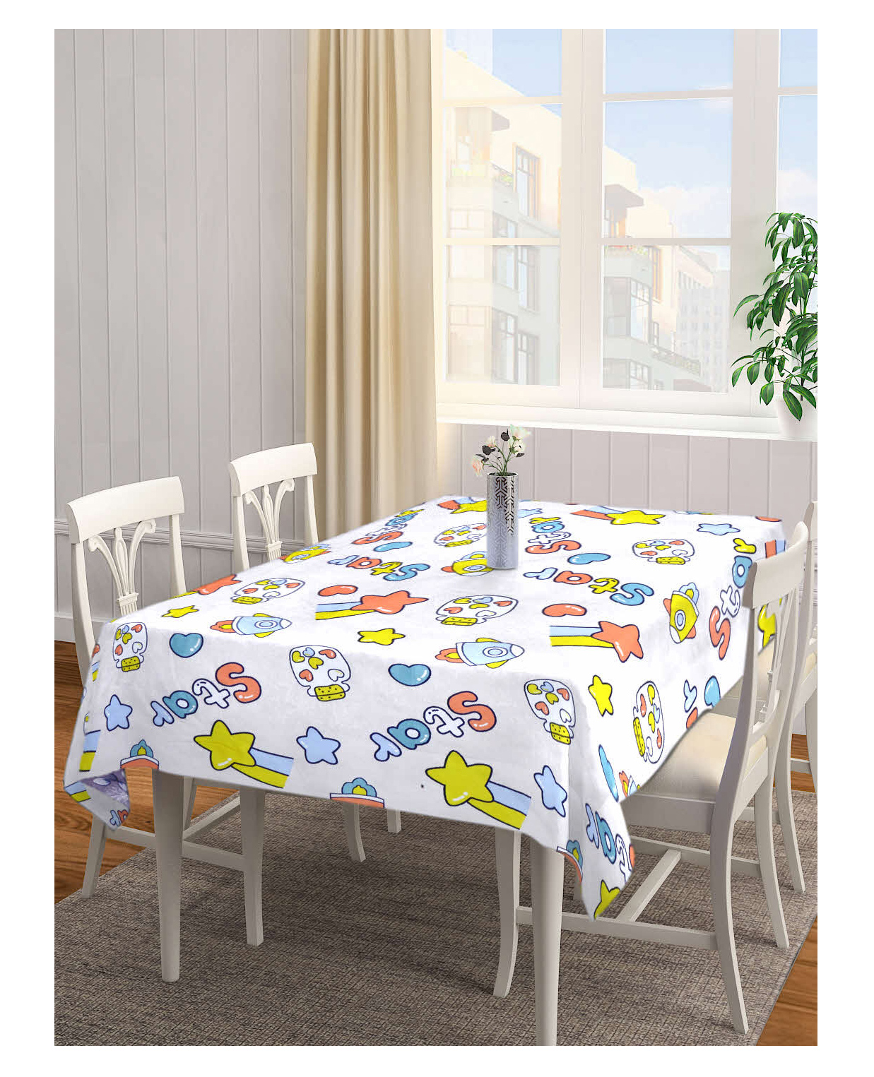 Arrabi Beige Cartoon Cotton Blend 6 SEATER Table Cover ARTC-1403-Beige-picture-23