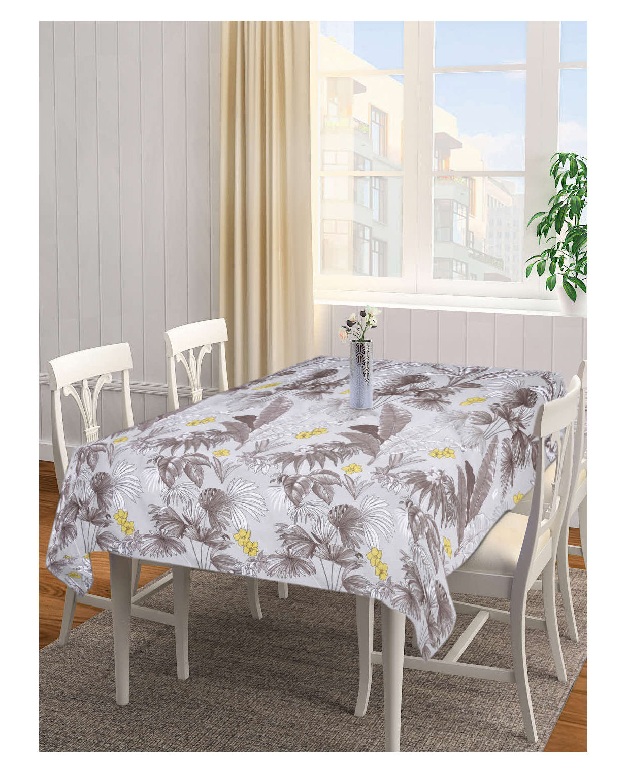 Arrabi Brown Leaf Cotton Blend 6 SEATER Table Cover ARTC-1406-Brown-picture-16