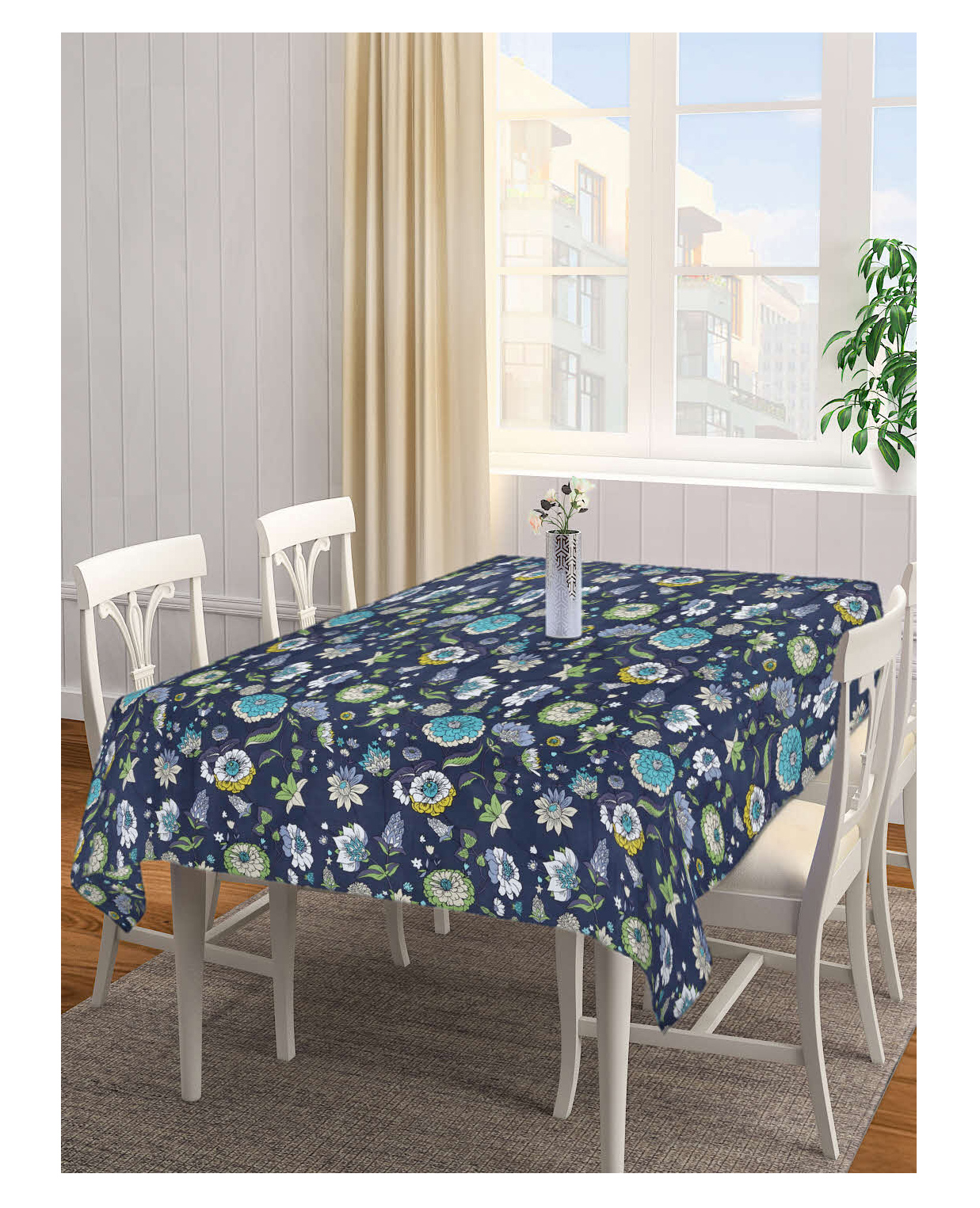 Arrabi Grey Floral Cotton Blend 6 SEATER Table Cover ARTC-1411-Grey-picture-21