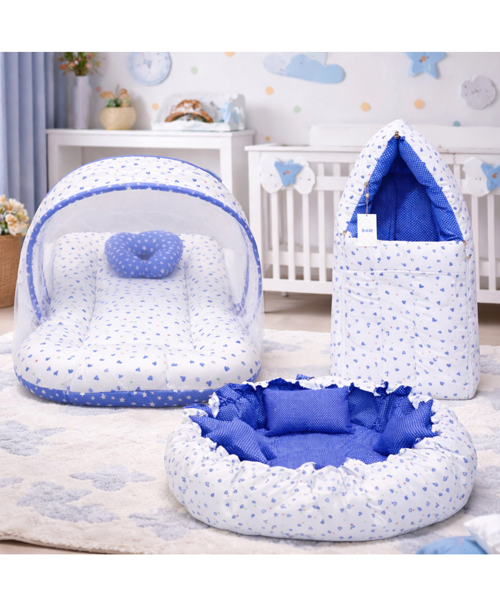Fareto Baby Sleeping Essential Reversible Nest - Blue-picture-15