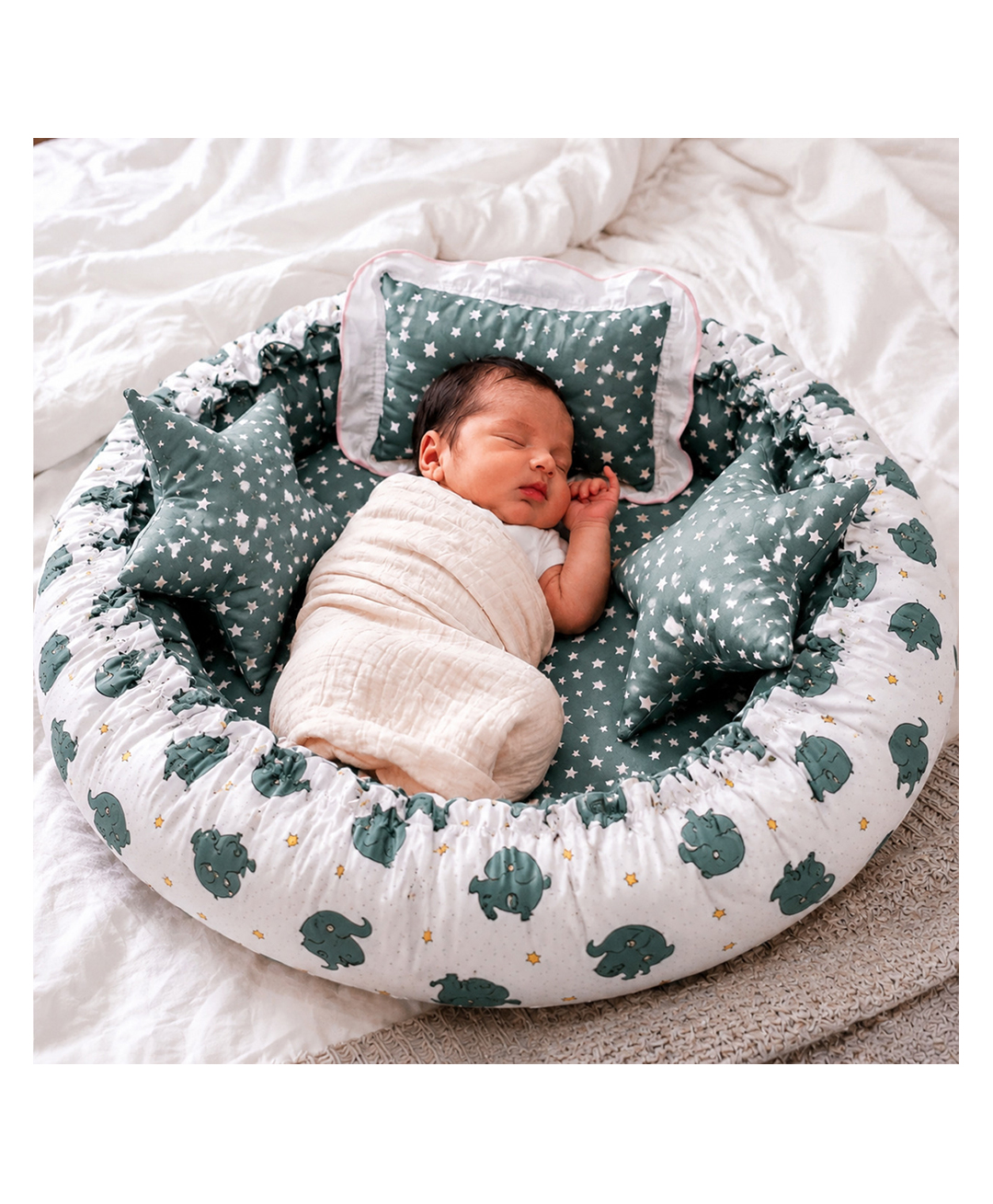 Fareto New Born Baby Super Soft Sleeping Nest Bed  Bedding Set - Grey-picture-10