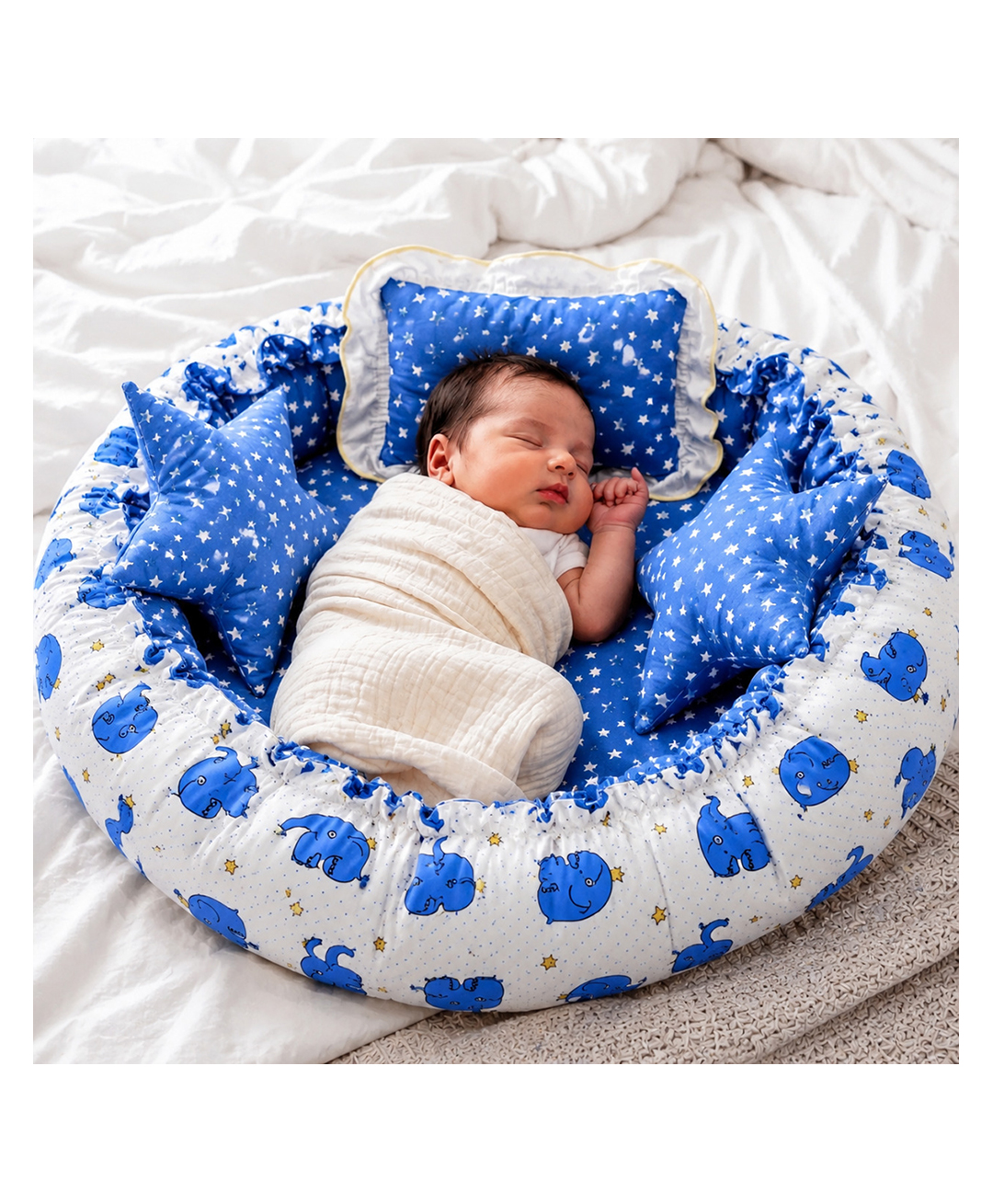 Fareto New Born Baby Super Soft Sleeping Nest Bed  Bedding Set - Blue-picture-13