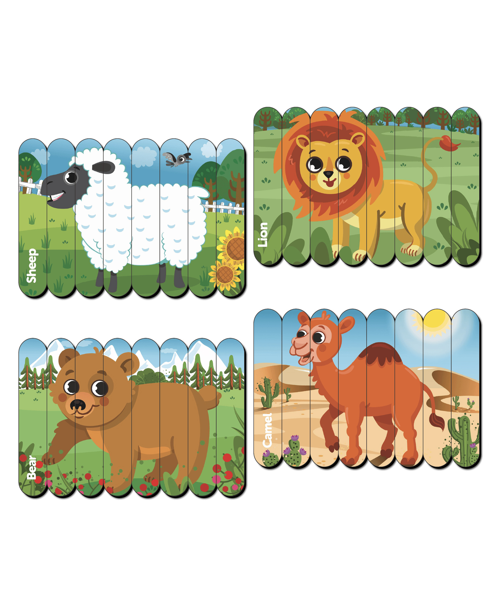 minileaves Mini Leaves Animal Wooden Strick Educational Puzzle Set of 4 for 3+ Kids 32 Pieces-picture-19