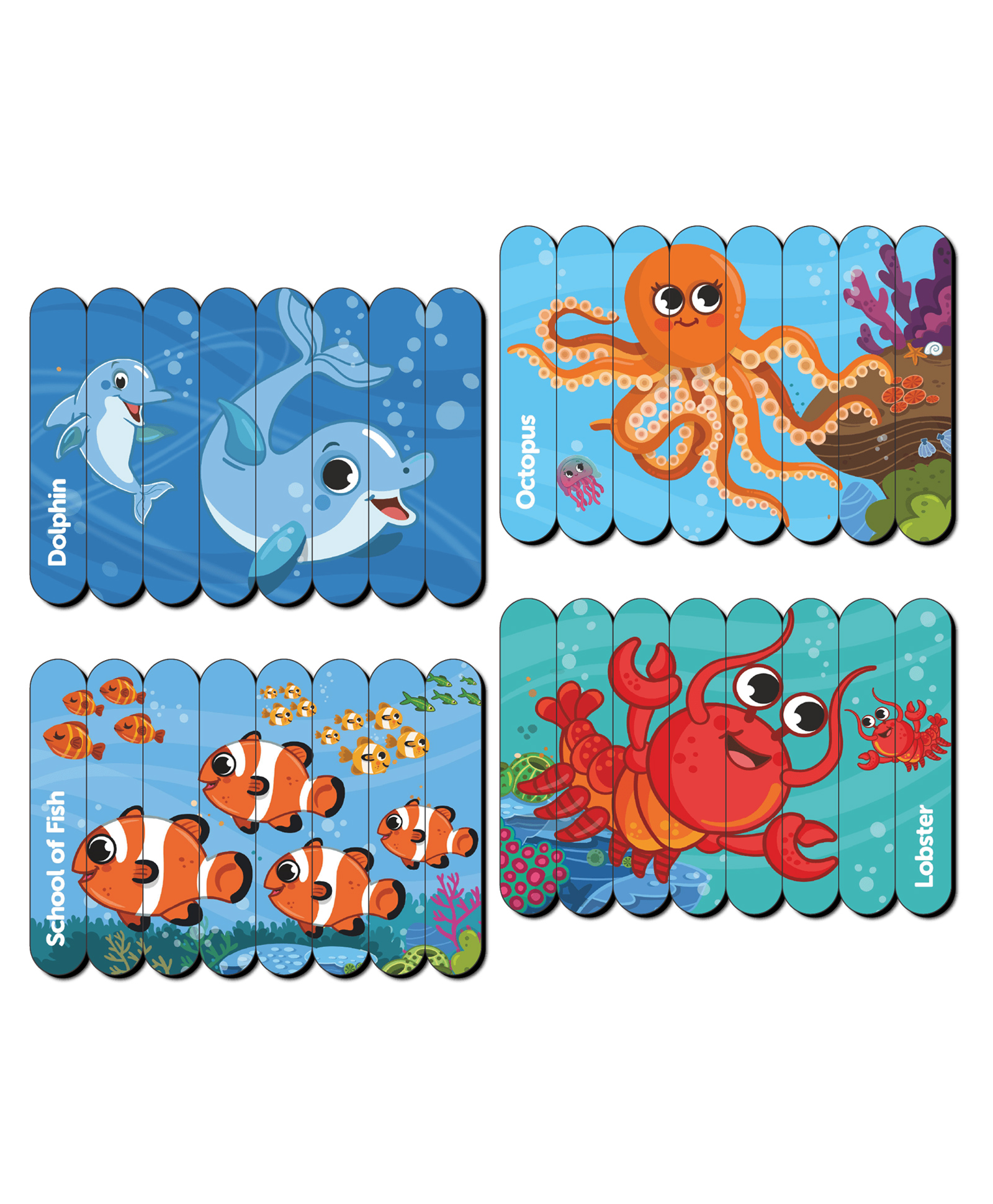 minileaves Mini Leaves Ocean Animal Wooden Strick Educational Puzzle Set of 4 for 3+ Kids 32 Pcs-picture-17