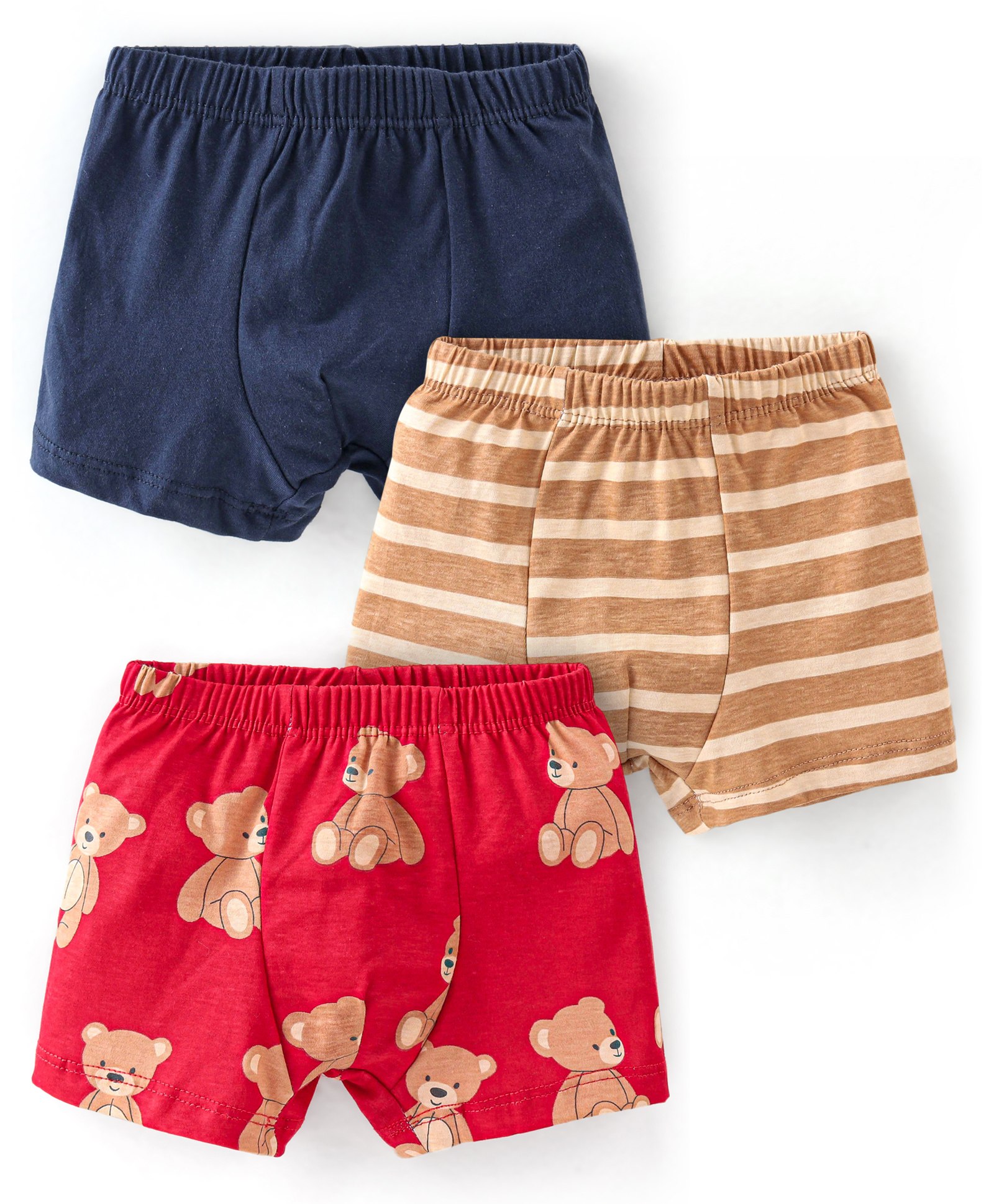 Babyhug 100% Cotton Trunk Pack of 3 Teddy Print - Red Blue & Brown-image-12