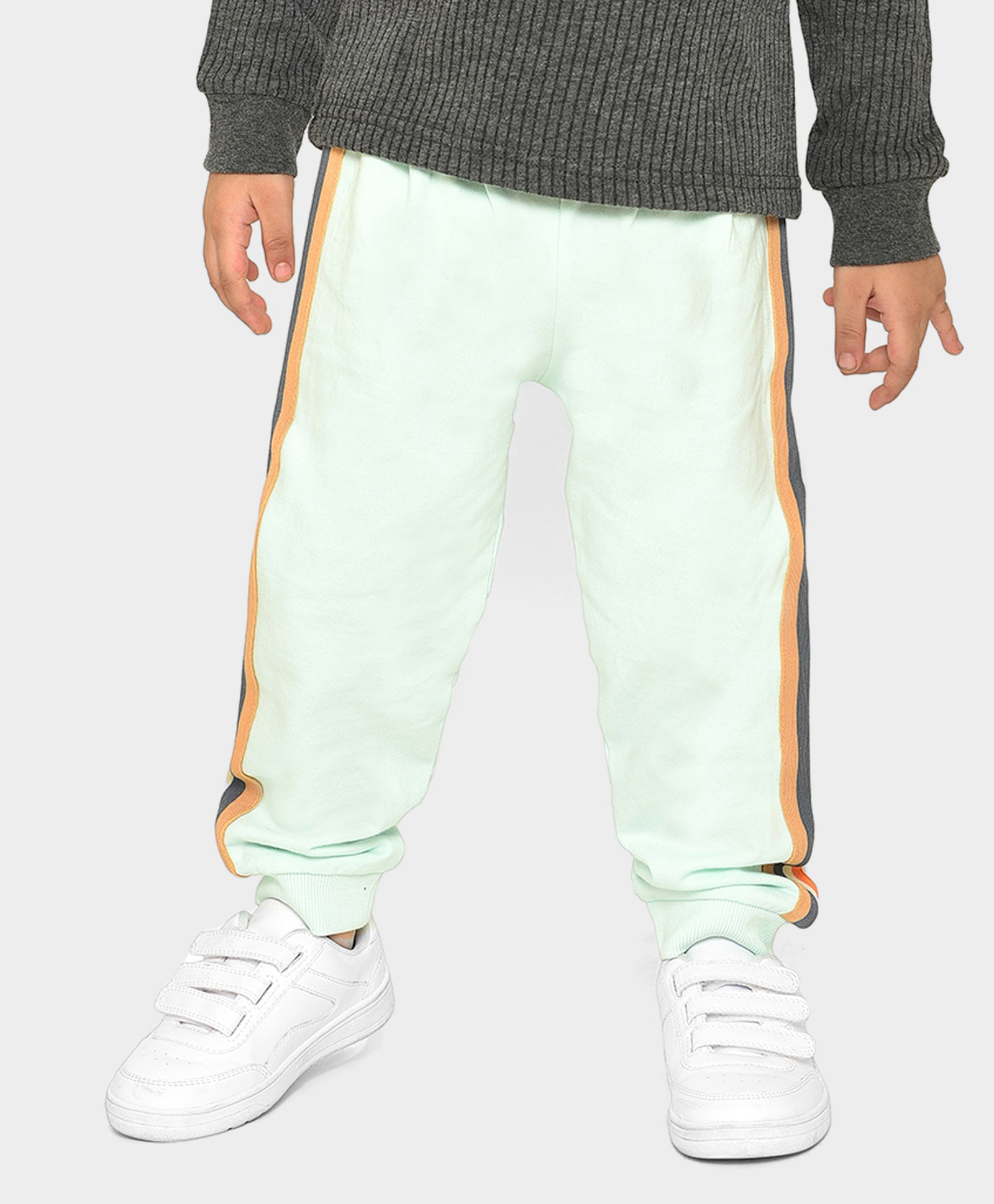 Mi Arcus  Cotton Full Length Side Tape Embellished Jogger Mint Green-picture-16