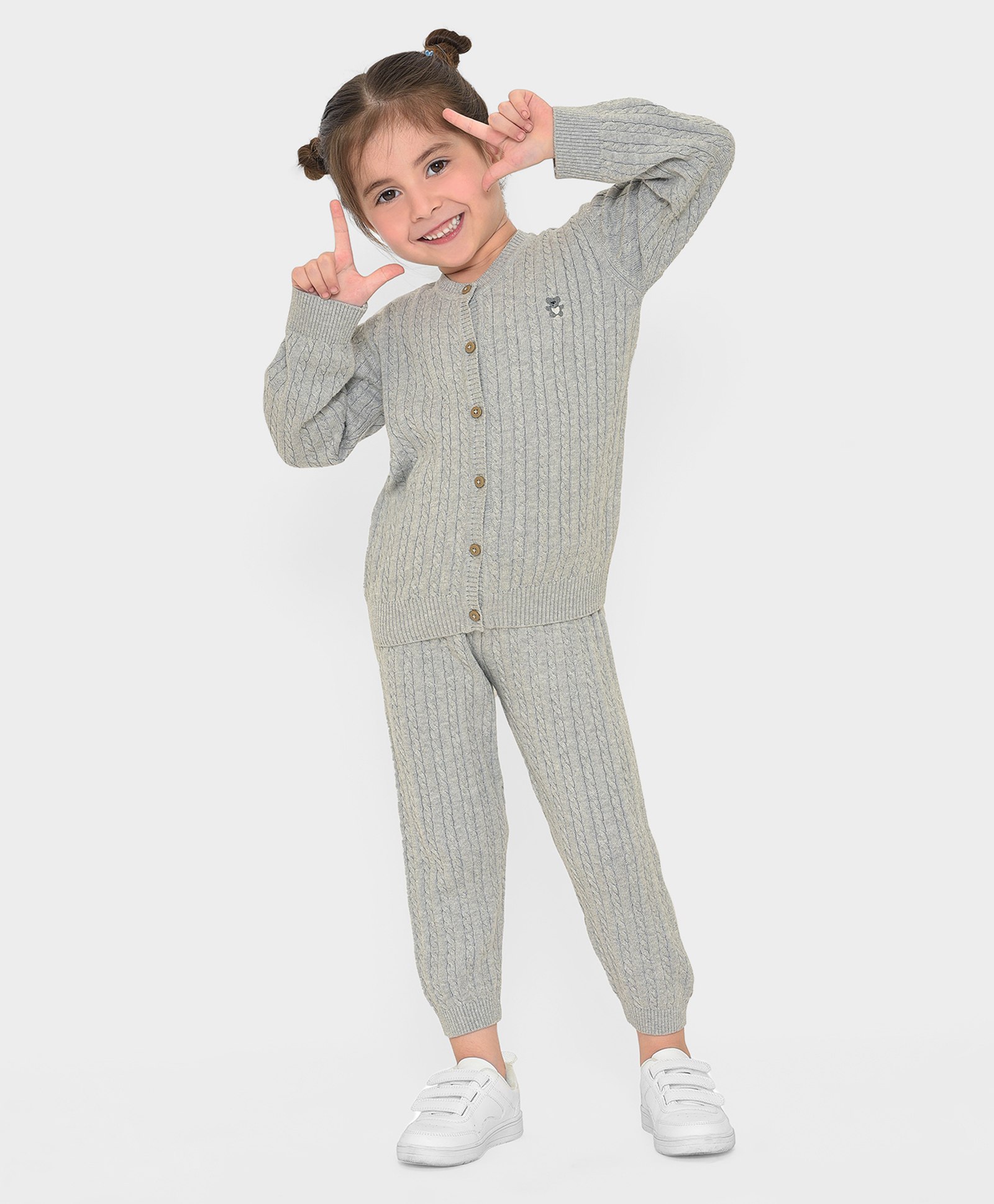 Mi Arcus 100% Cotton Full Sleeves Self Designed Winter Wear Cardigan With Pajama Set -  Grey-picture-16
