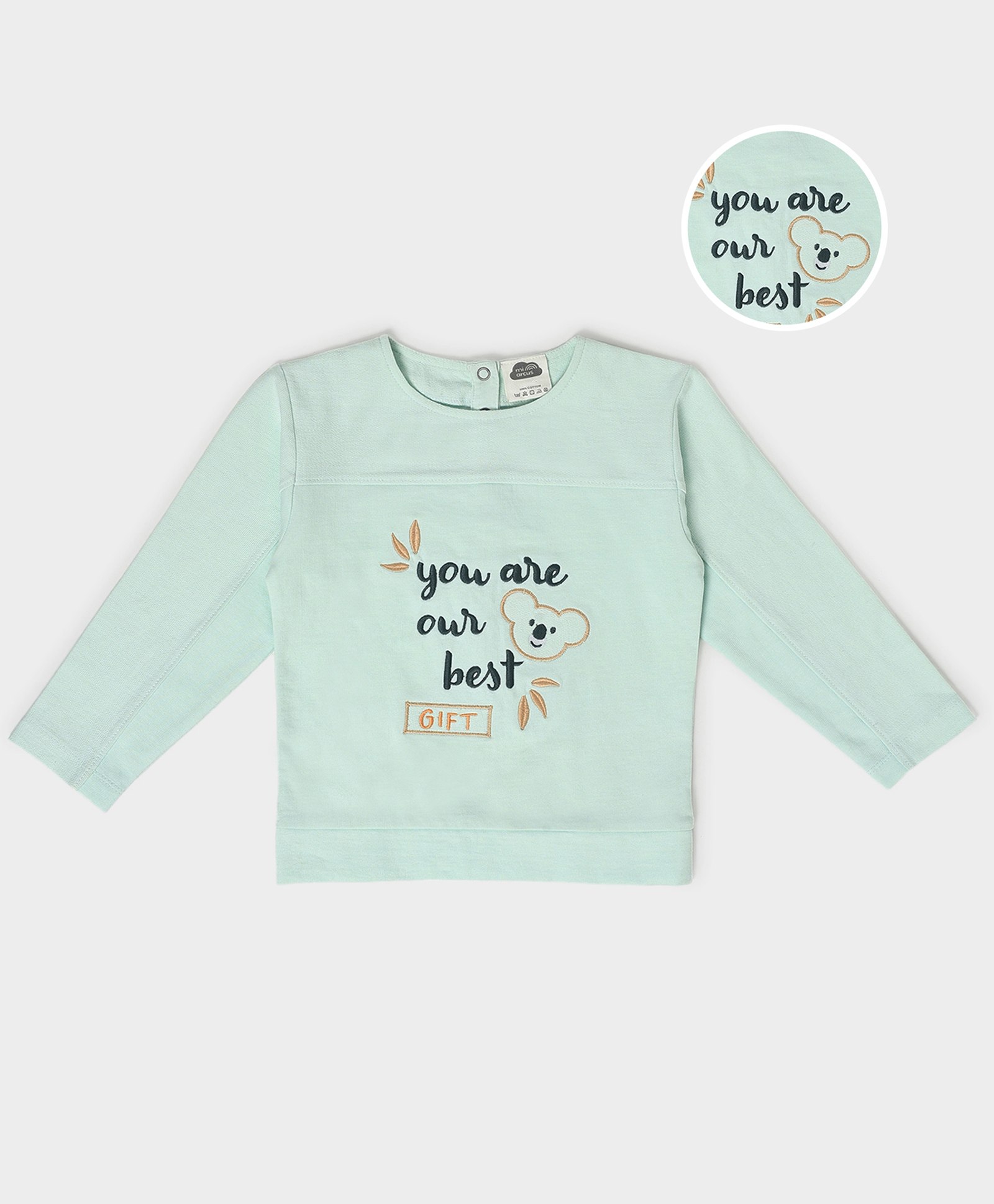 Mi Arcus 70% Cotton 30% Polyester Full Sleeves You are the Best Gift Text EmbroideredWinter Wear Sweatshirt -Sky Blue-image-24