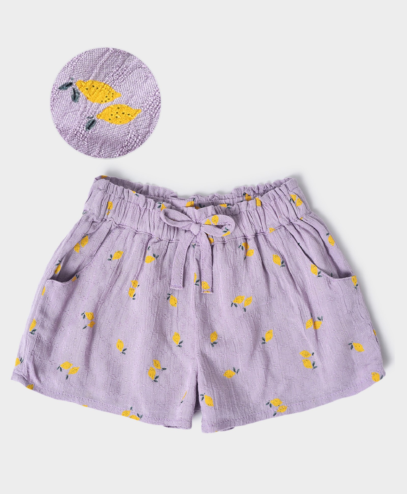 Mi Arcus 100% Cotton Lemons Printed Textured Summer Wear Shorts - Purple-picture-15