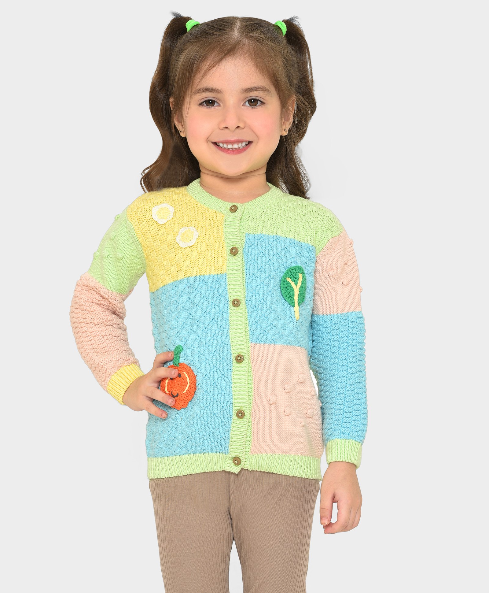 Mi Arcus 100% Cotton Full Sleeves Tree & Pumpkin Embroidered Winter Wear Sweater -  Multi Colour-picture-11