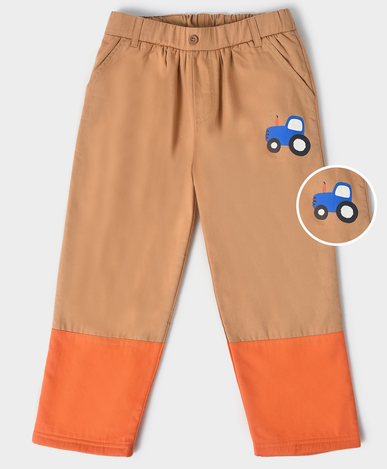 Mi Arcus Outer 100% Cotton Inner 100% Polyester Colour Blocked Detailed & Placement Car Printed Pre-Winter Trouser Pant - Mustard Yellow-picture-18