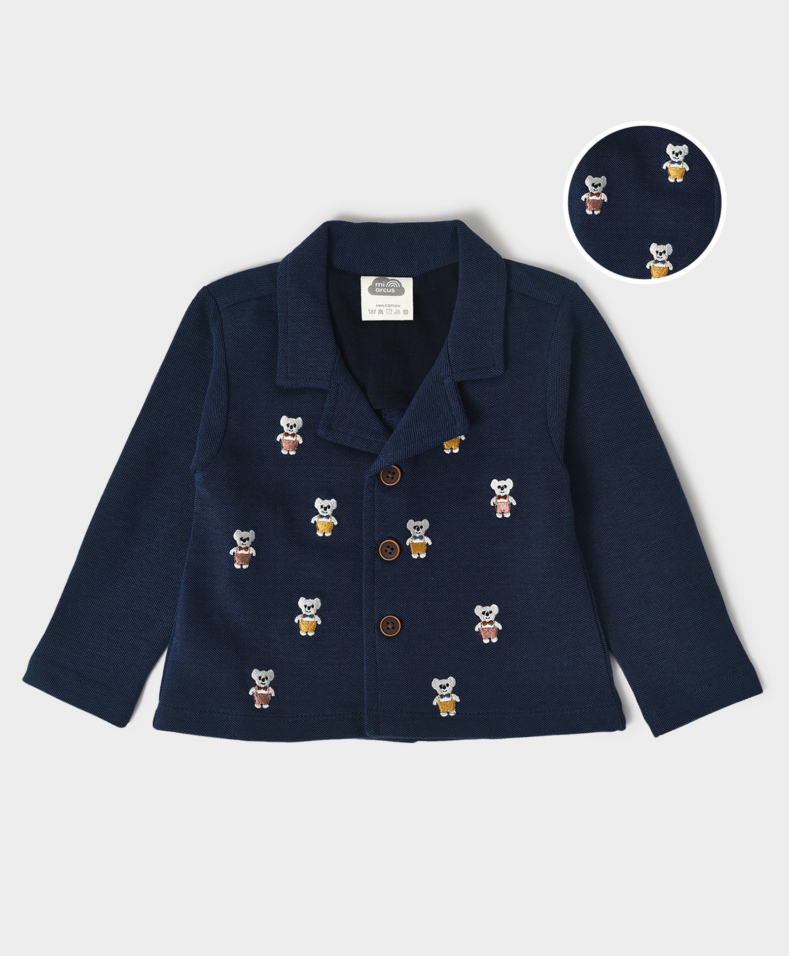 Mi Arcus 100% Cotton Full Sleeves Teddy Embroidered Winter Wear Blazer - Navy Blue-picture-25