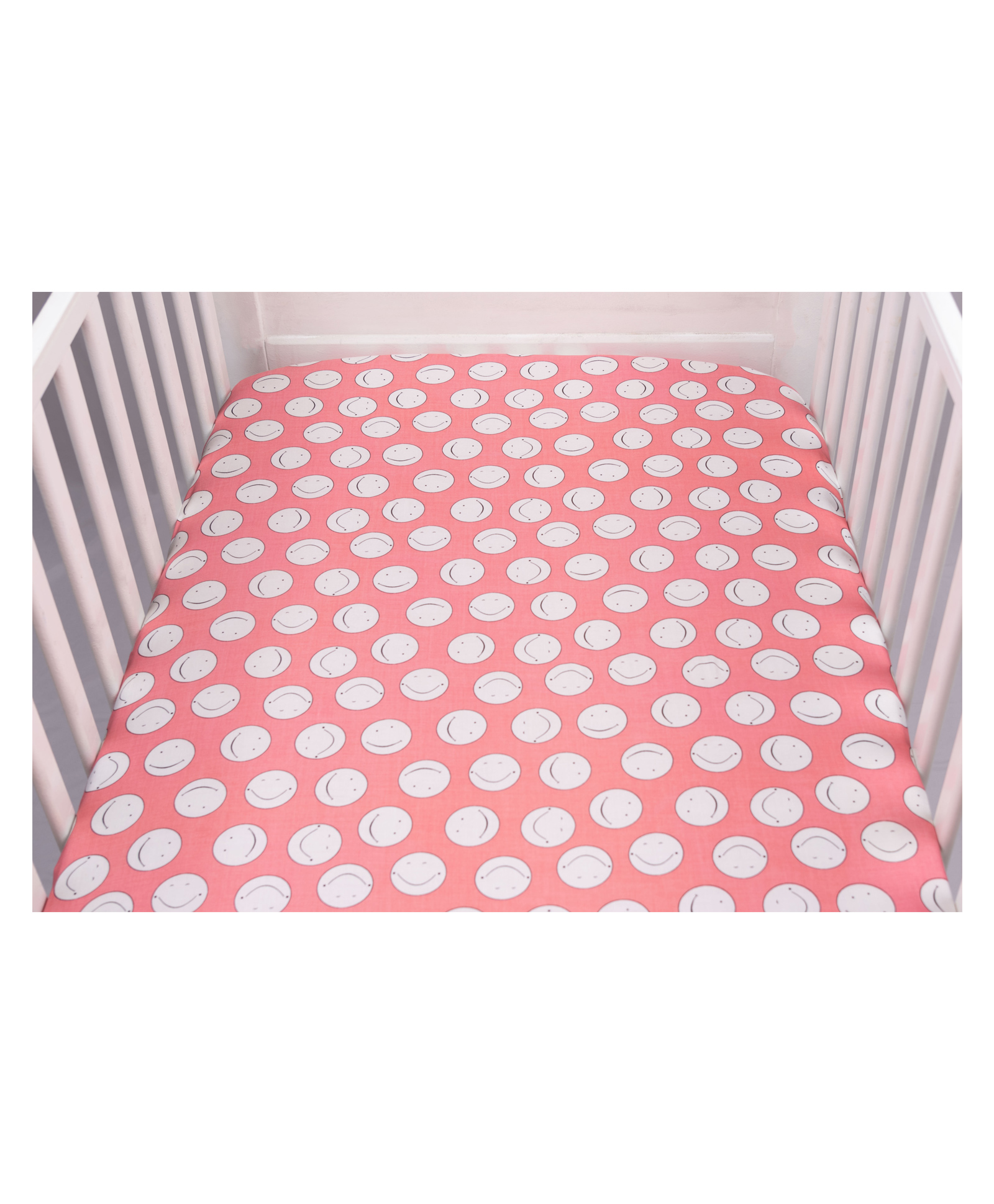 Blooming Buds Fitted Crib Cot Sheet - Smiley Faces Peach-image-13