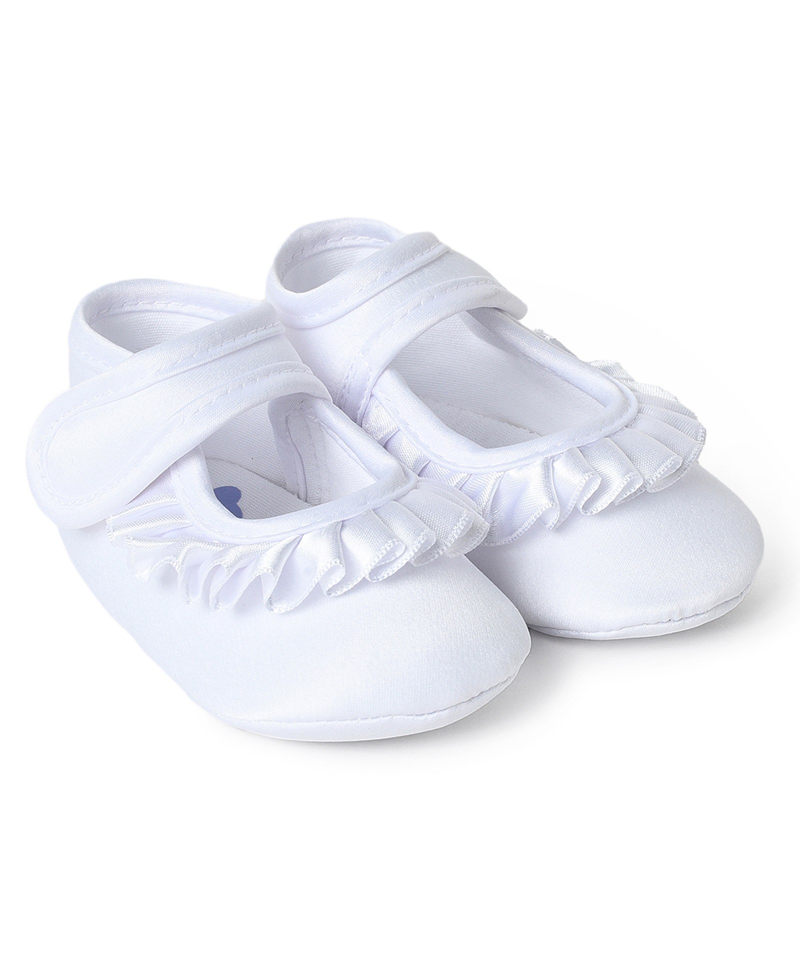 Mi Arcus Inner 100% Cotton Outer 100% Satin Frill Detail Designed Velcro Closure Booties - White-image-32